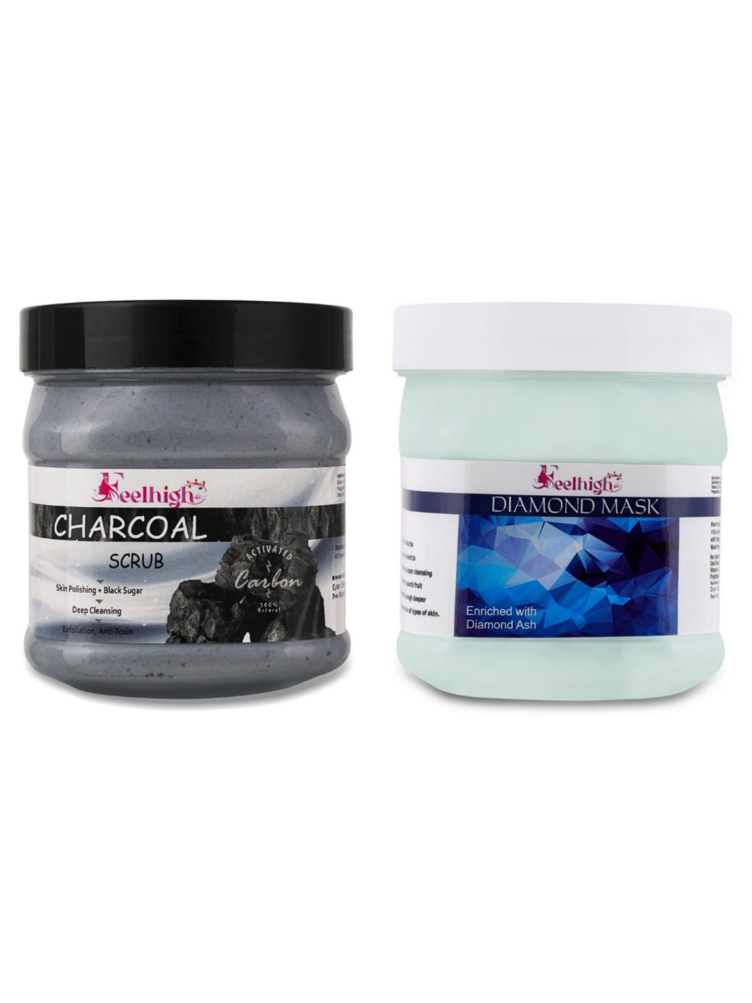 FEELHIGH Combo Of Activated Charcoal Face Scrub & Diamond Face Mask - 500ml Each