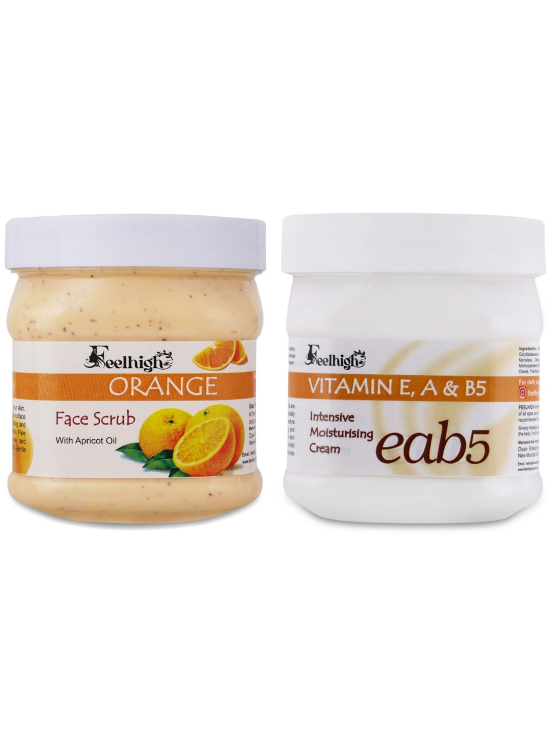 FEELHIGH Combo Of Orange Face Scrub &  Vitamin E A B5 Cream - 500ml Each