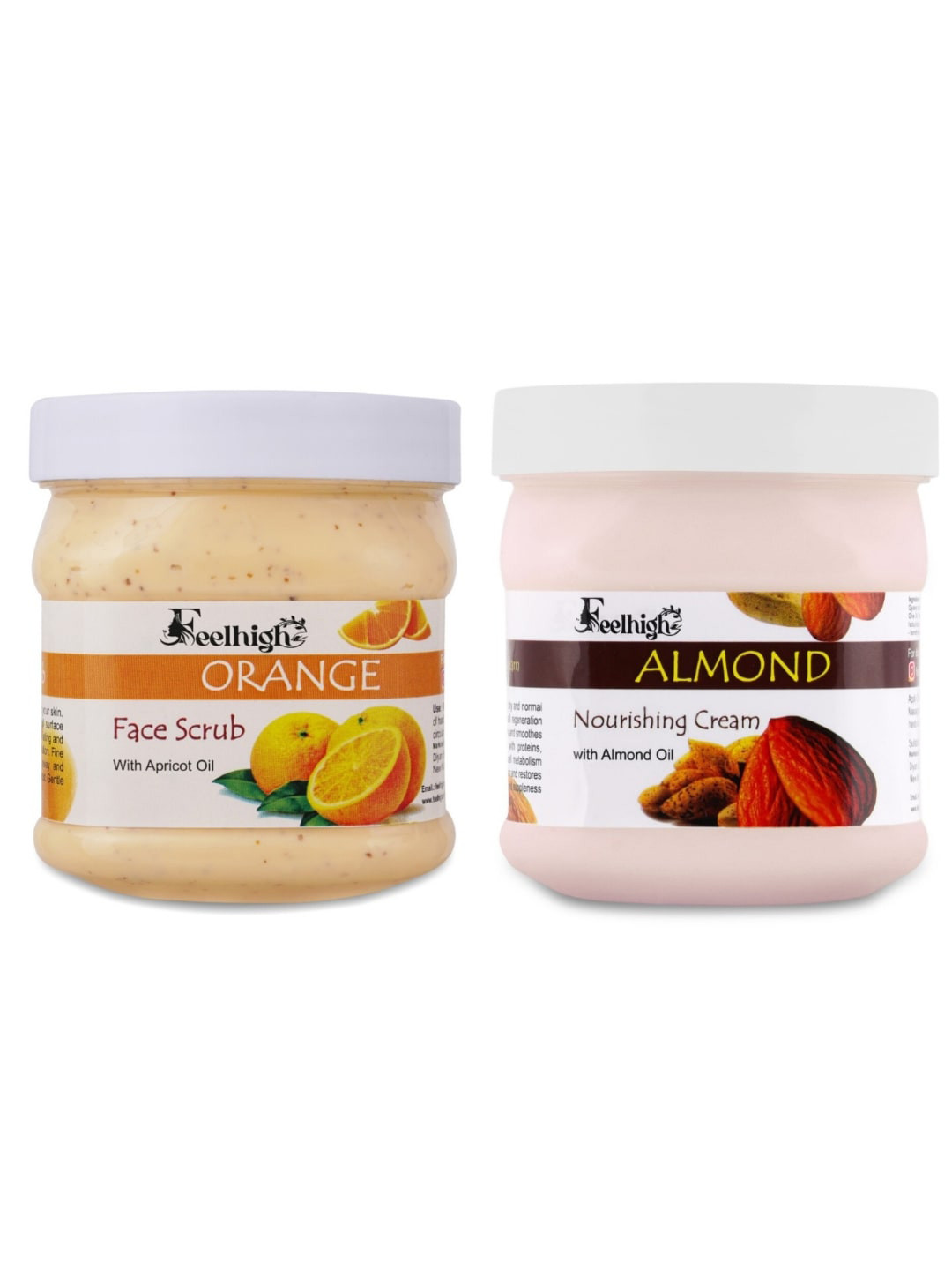 FEELHIGH Combo Of Orange Face Scrub & Almond Nourishing Cream - 500ml Each