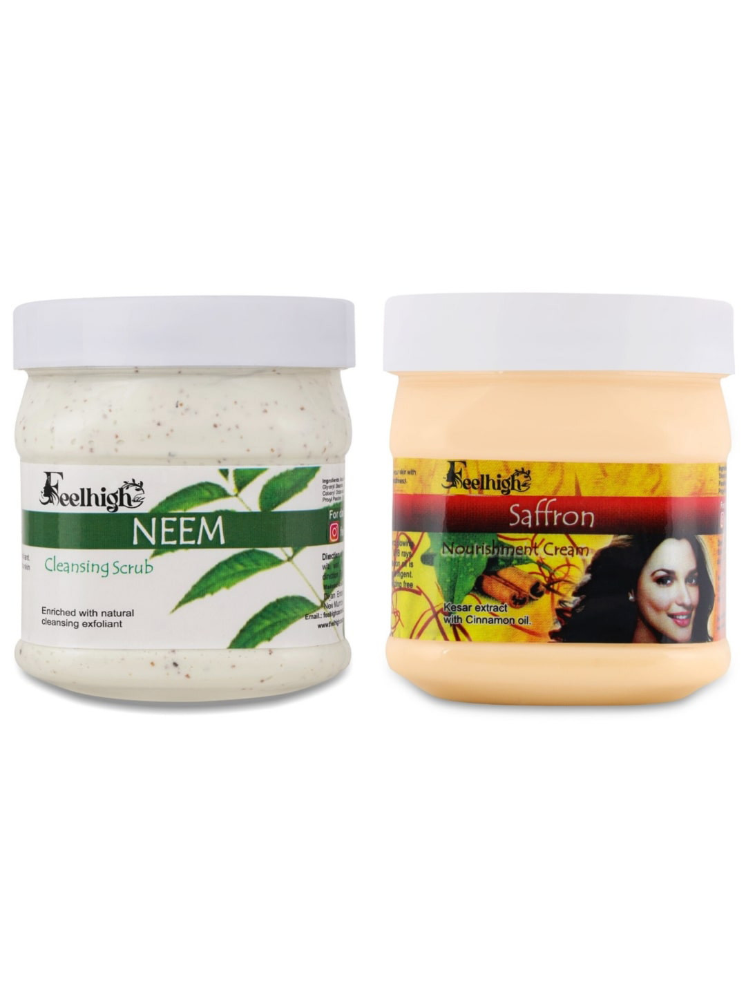 FEELHIGH Set of Neem Face Scrub & Saffron Face Cream - 500 ml Each
