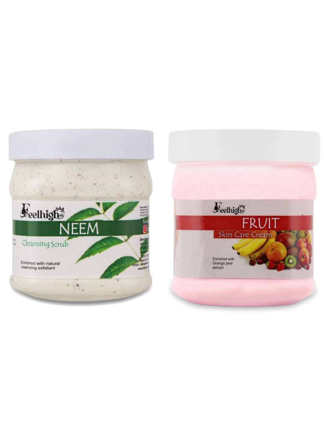 FEELHIGH Combo Of Neem Cleansing Face Scrub & Fruit Face Cream - 500ml Each