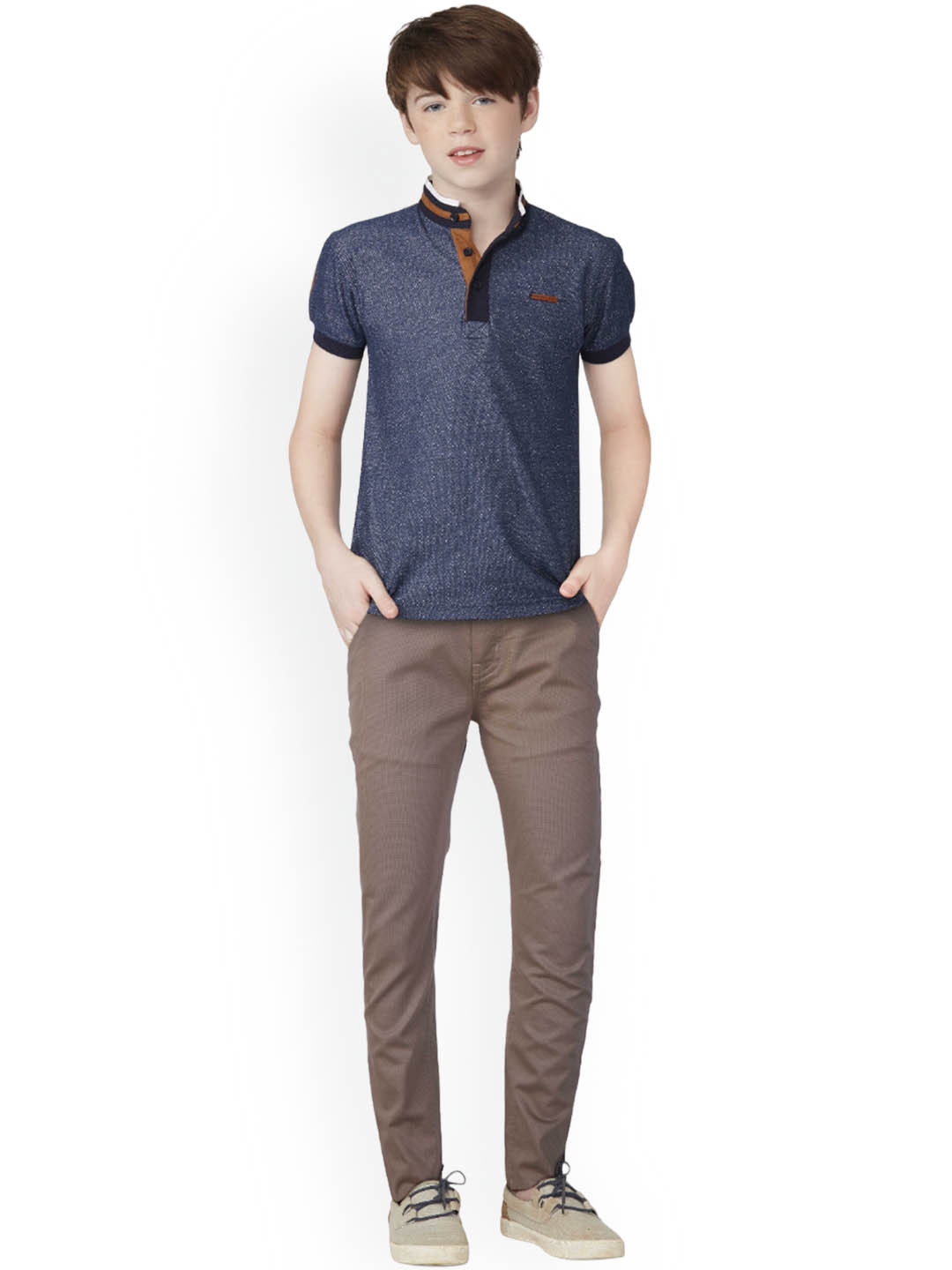 Gini and Jony Boys Plain Regular Fit Mid Rise Cotton Regular Trousers