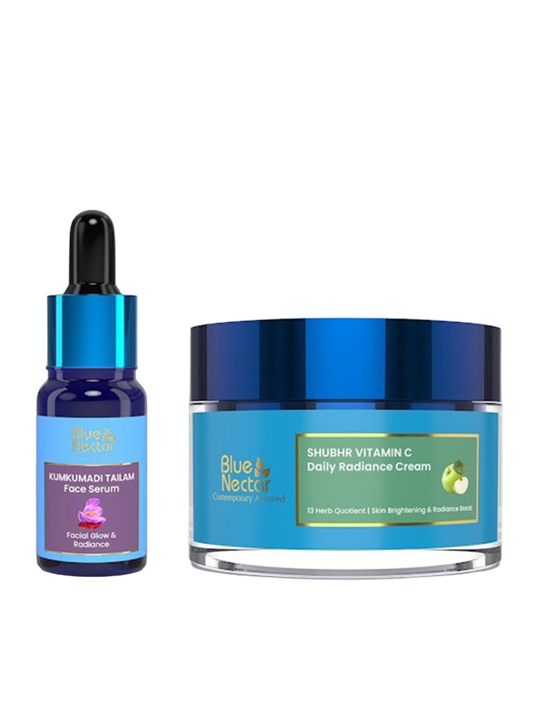 Blue Nectar Set of Shubhr Kumkumadi Tailam Face Serum 10ml & Vitamin C Daily Cream 50g