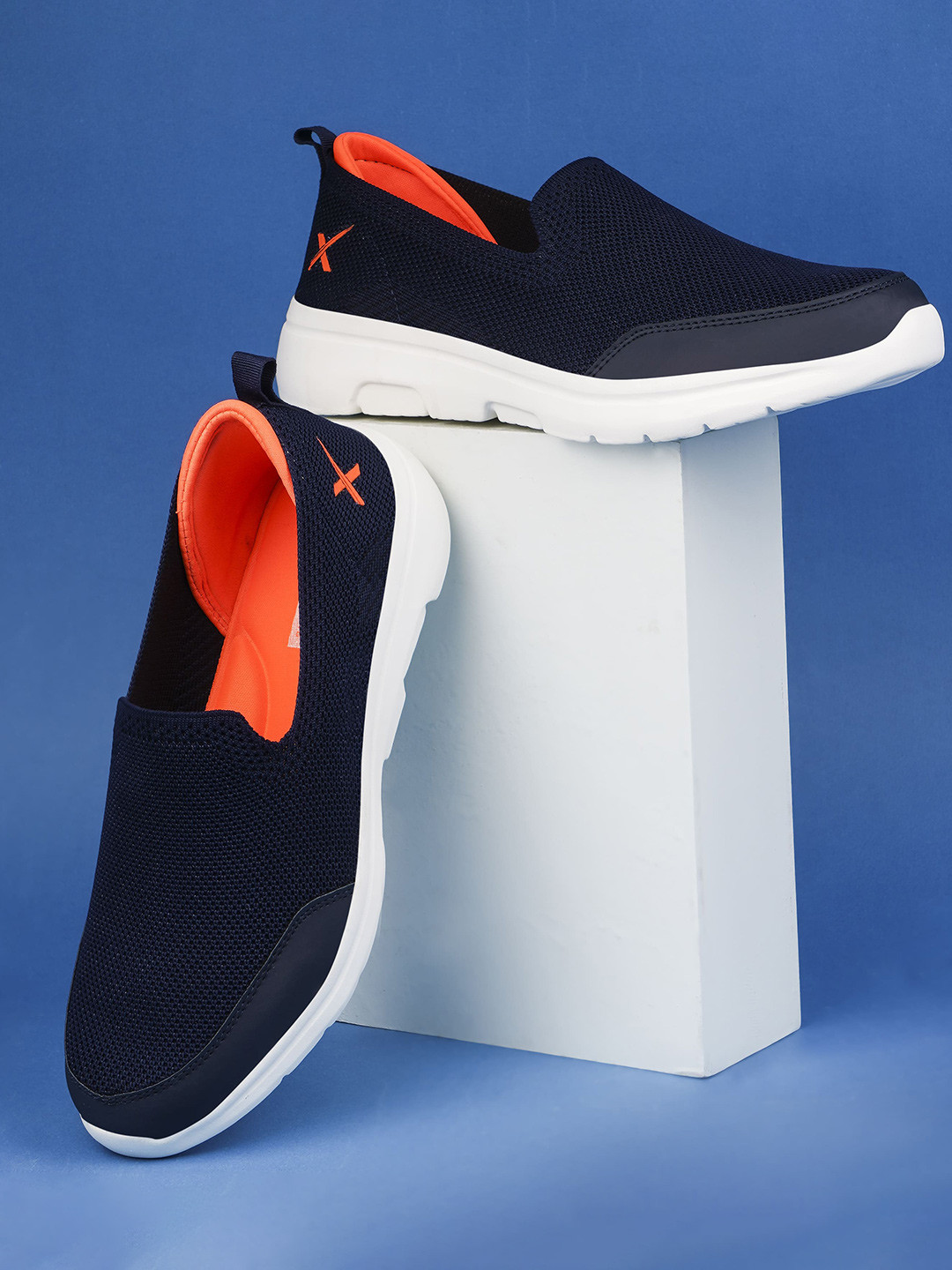 HRX by Hrithik Roshan Men Navy Blue & Orange Cushioning PSI Mesh Walking Shoes