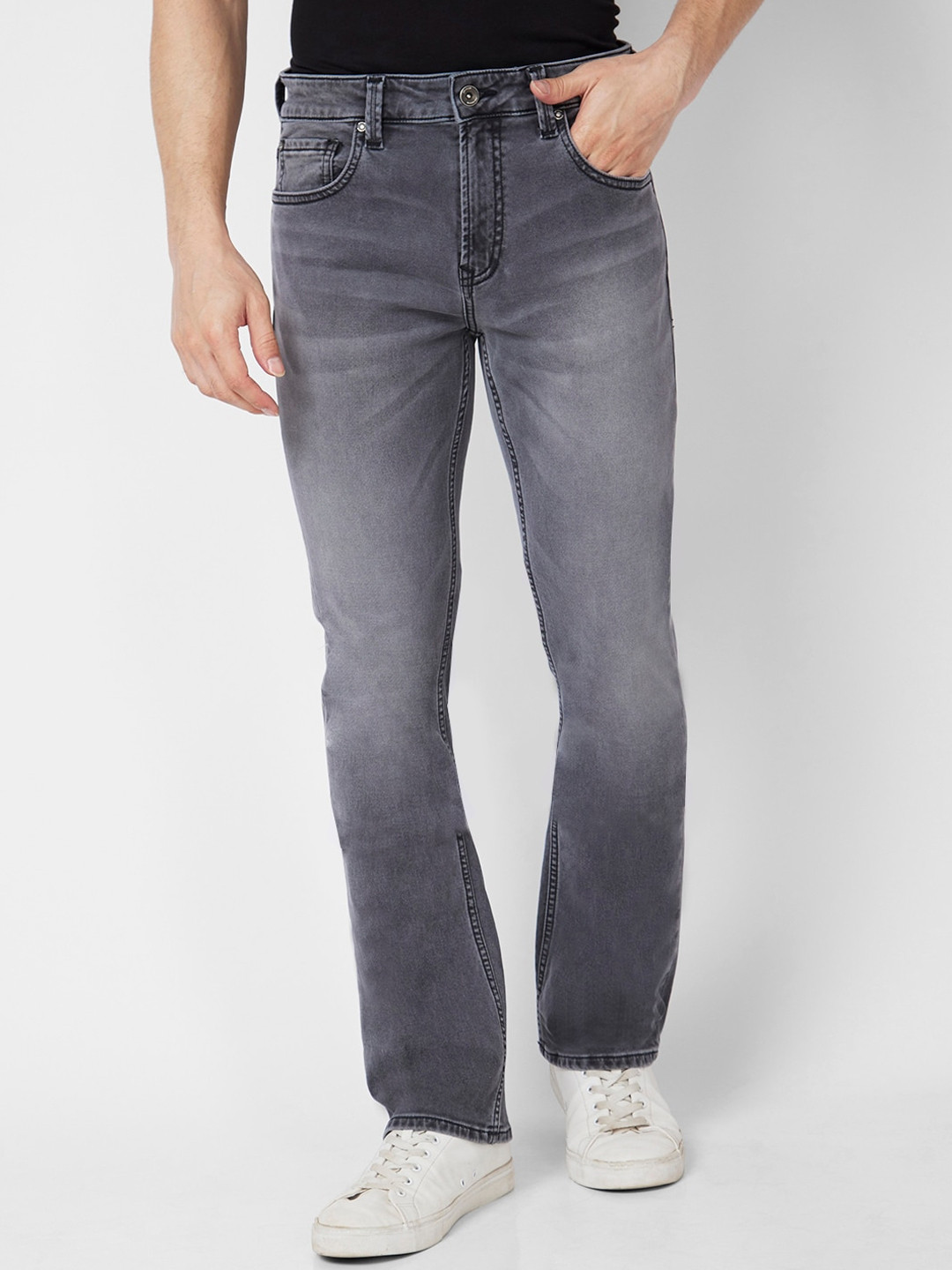 SPYKAR Men Grey Rafter Relaxed Fit Heavy Fade Clean Look Stretchable Jeans