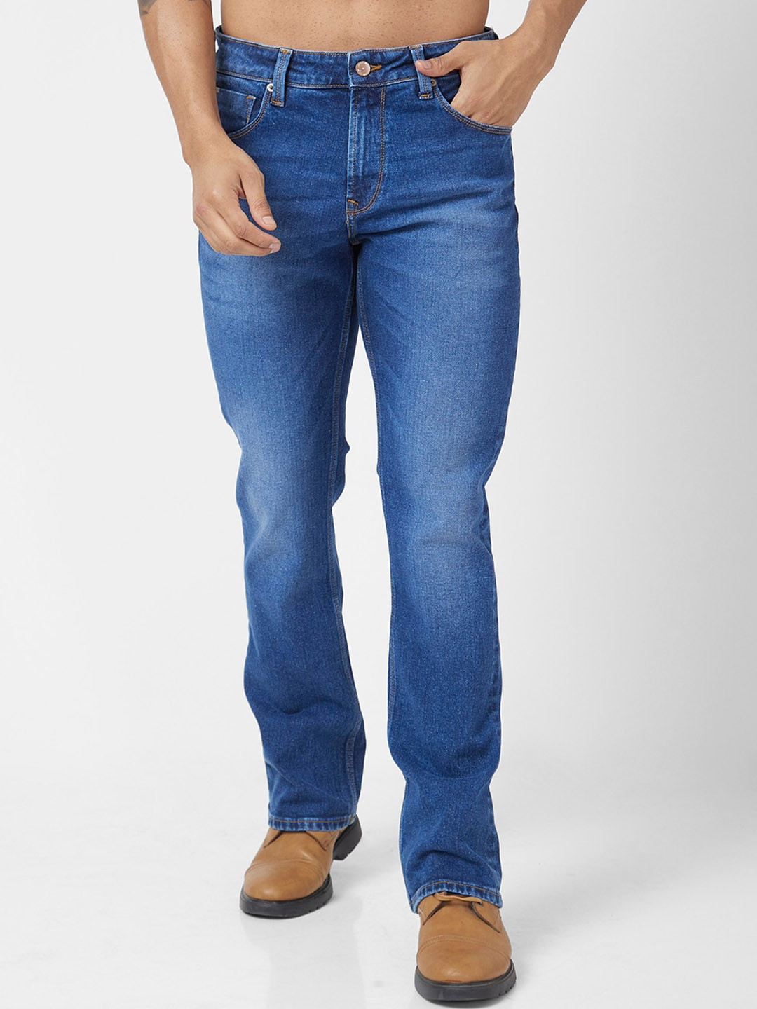 SPYKAR Men Rafter Relaxed Fit Mid-Rise Fit Light Fade Cotton Jeans