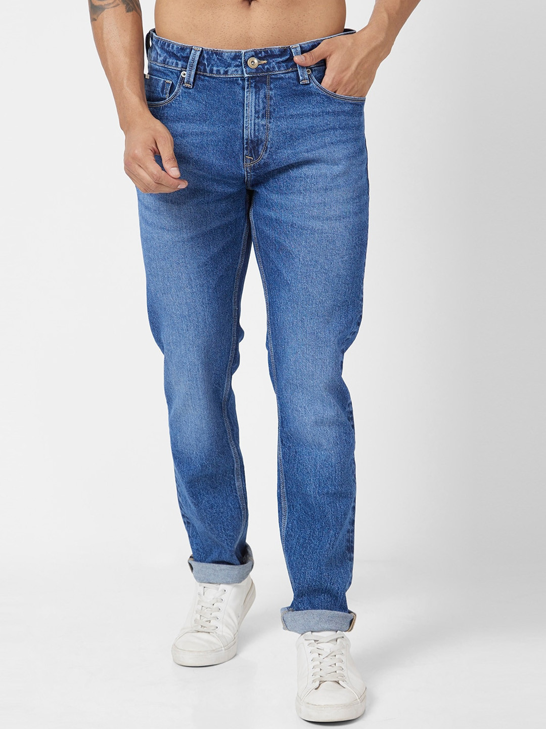 SPYKAR Men Ricardo Fit Mid-Rise Relaxed Fit Clean Look Light Fade Stretchable Jeans