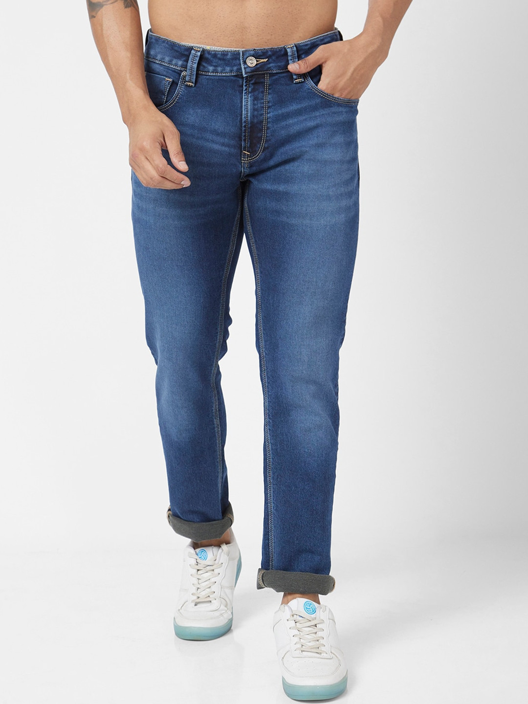 SPYKAR Men Rover Fit Mid-Rise Regular Fit Clean Look Cotton Stretchable Jeans