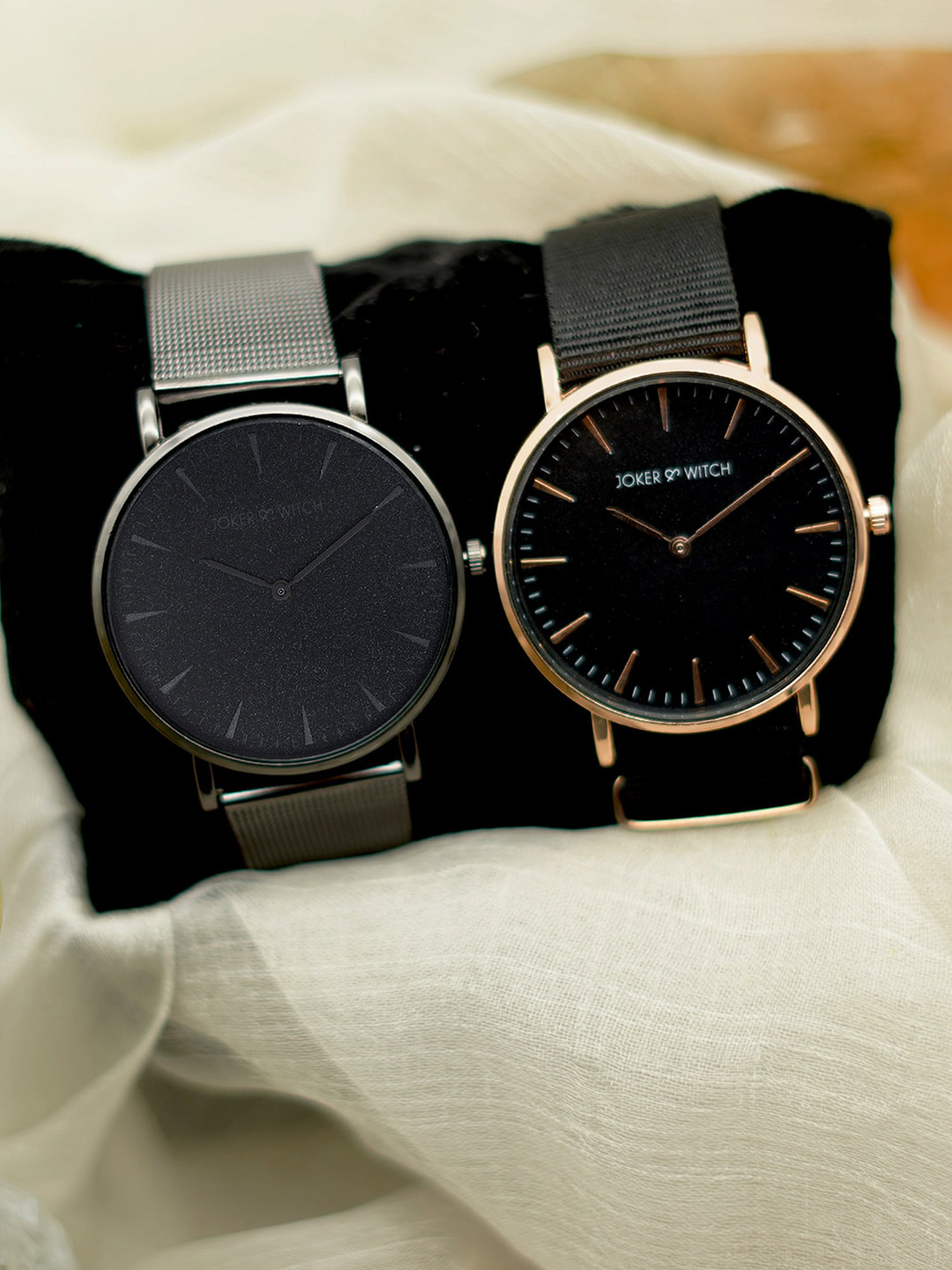 JOKER & WITCH Unisex Bonie & Enzo Couple Watches Gift Set JWCW67