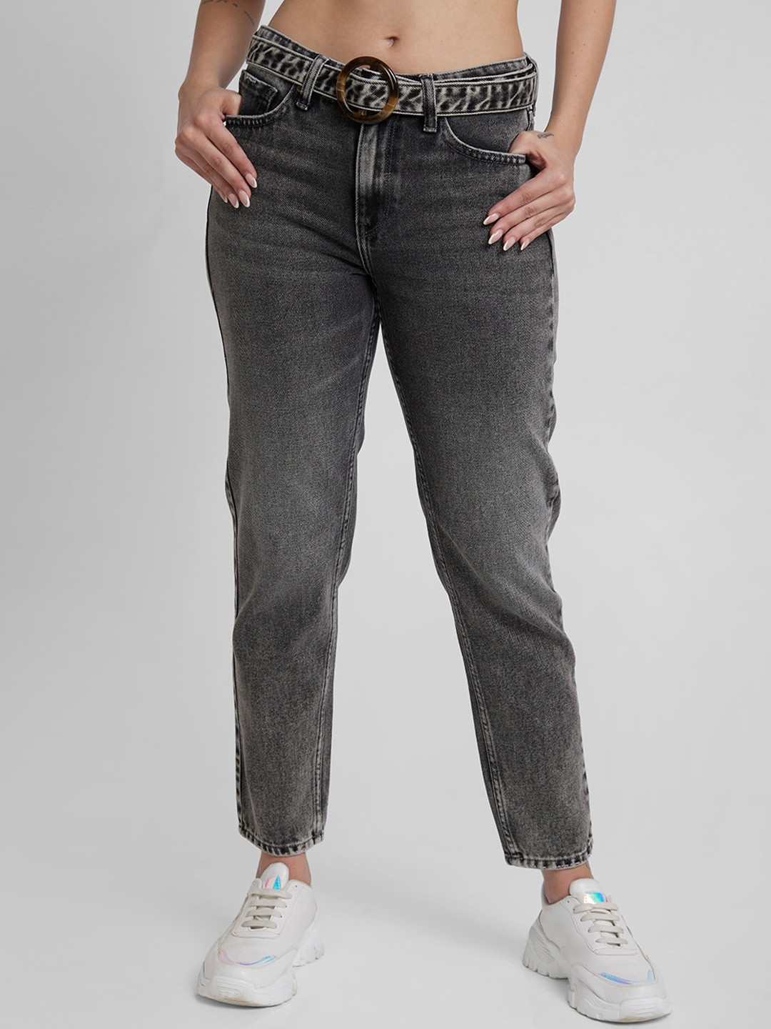 SPYKAR Women Mid-Rise Clean Look Heavy Fade Mom Fit Stretchable Jeans