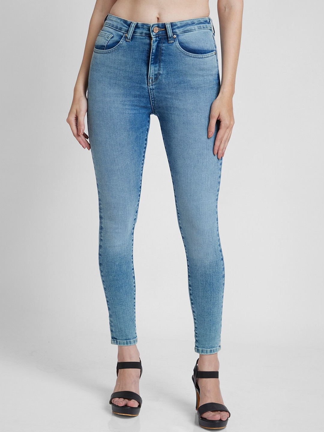 SPYKAR Women Super Skinny Fit Clean Look Light Fade High-Rise Stretchable Jeans