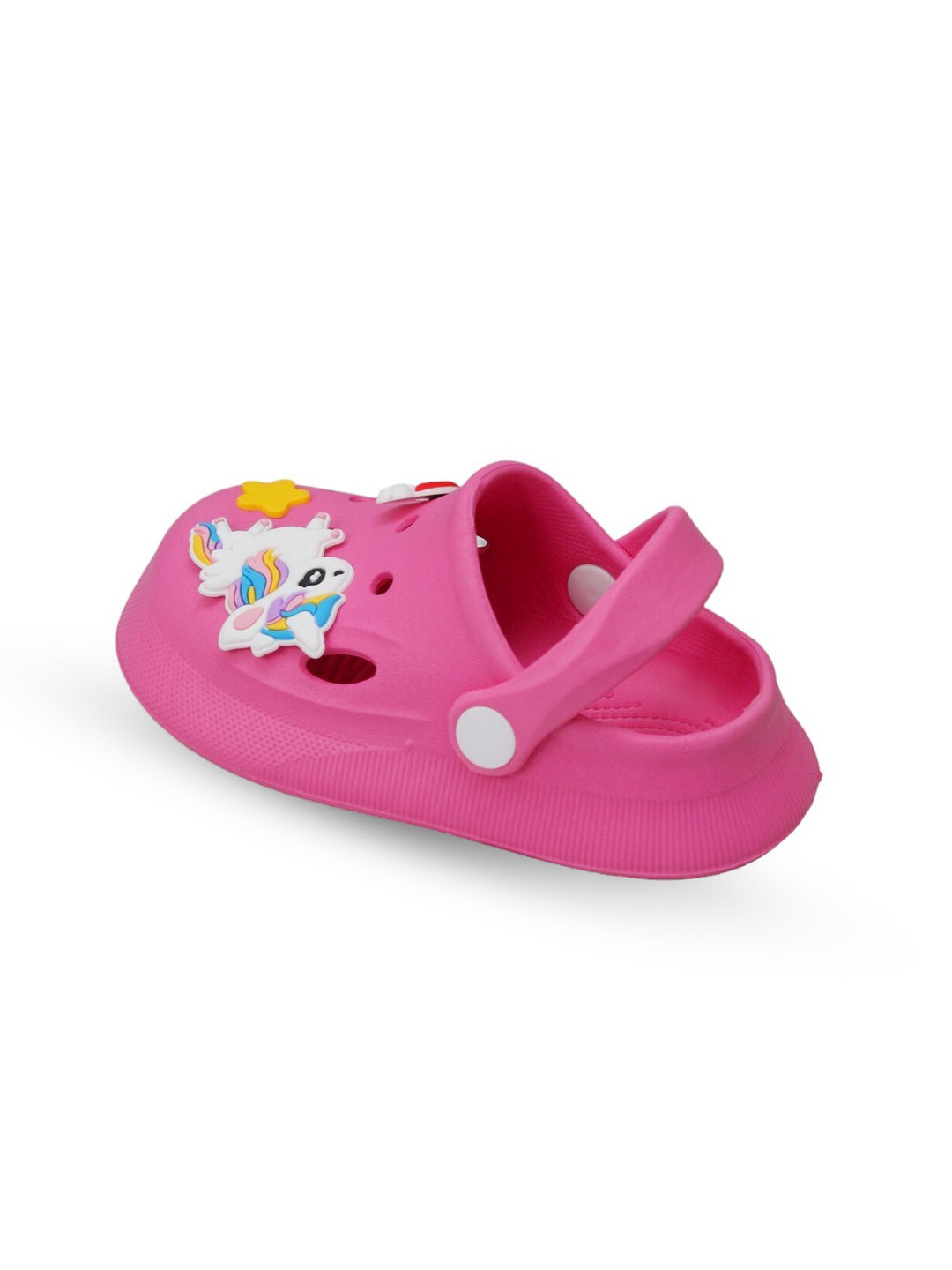 Yellow Bee Girls Unicorn And Rainbow Applique Clogs