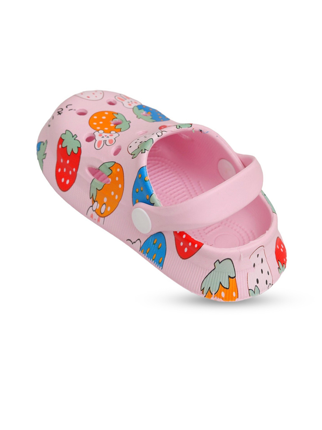 Yellow Bee Girls Strawberry and Bunny Printed Rubber Clogs