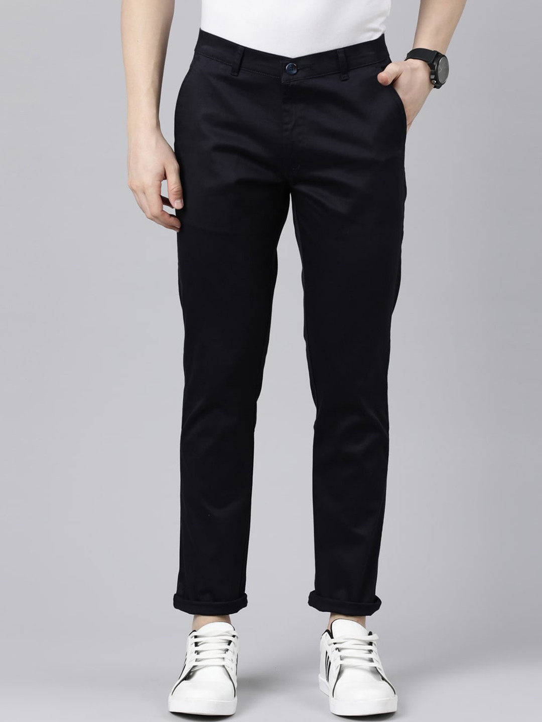CINOCCI Men Mid-Rise Slim Fit Cotton Chinos Trousers