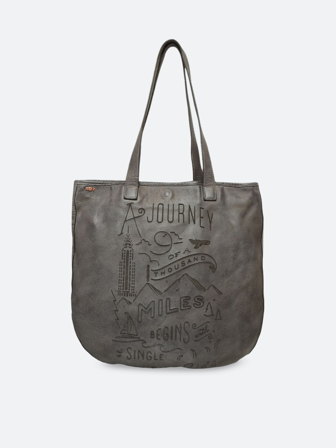 ART N VINTAGE Typography Printed Leather Structured Shoulder Bag
