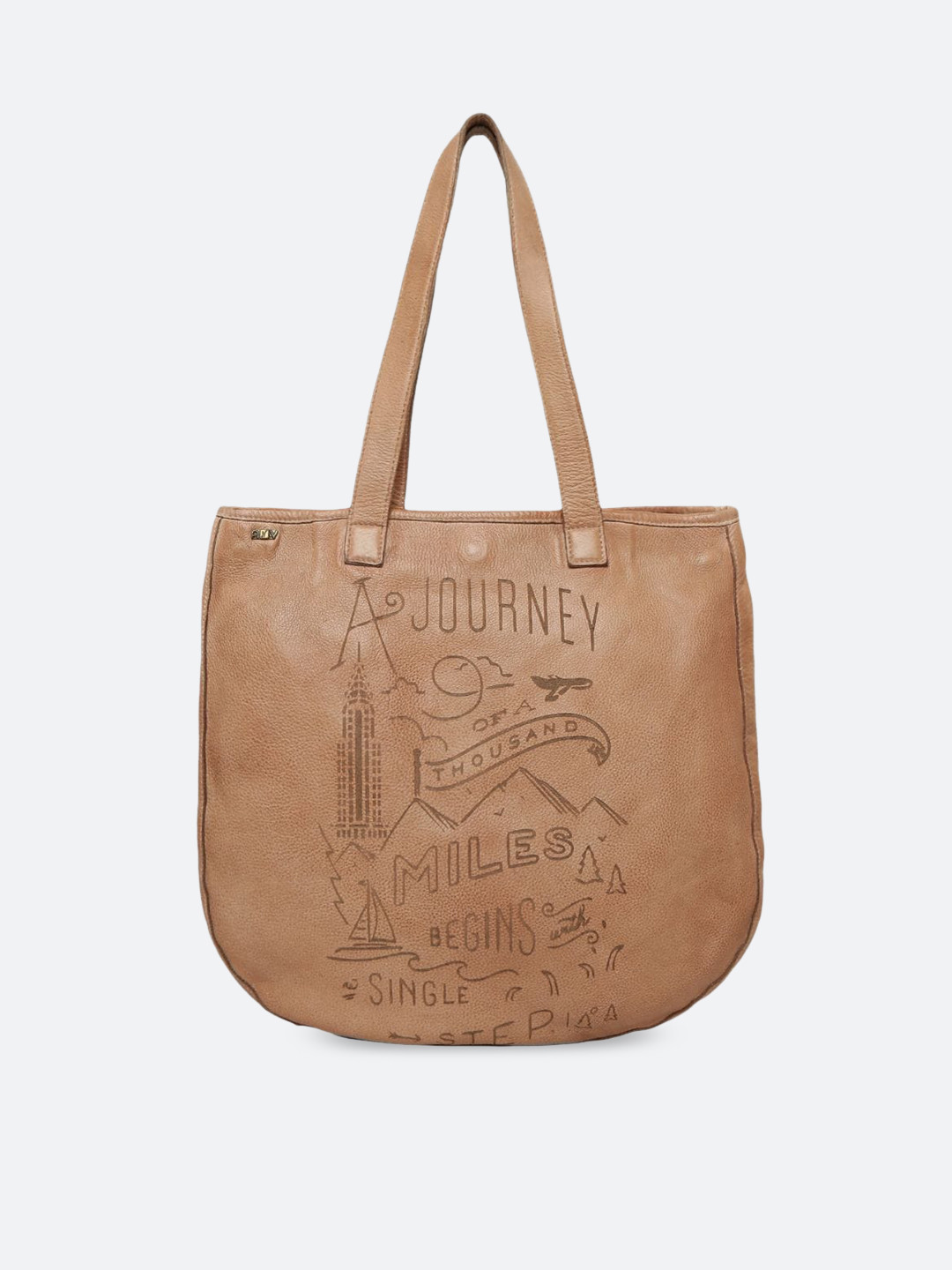 ART N VINTAGE Typography Printed Leather Structured Shoulder Bag