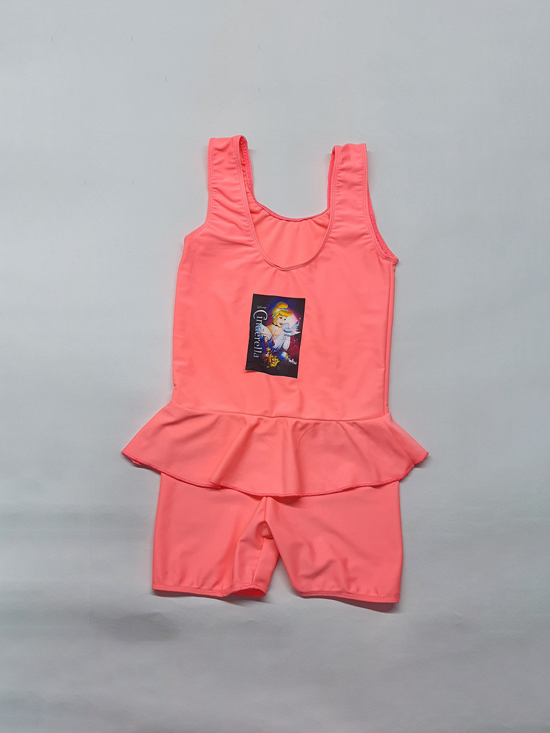 Apraa & Parma Girls Cinderella Printed Round Neck Swimming Dress With Attached Shorts