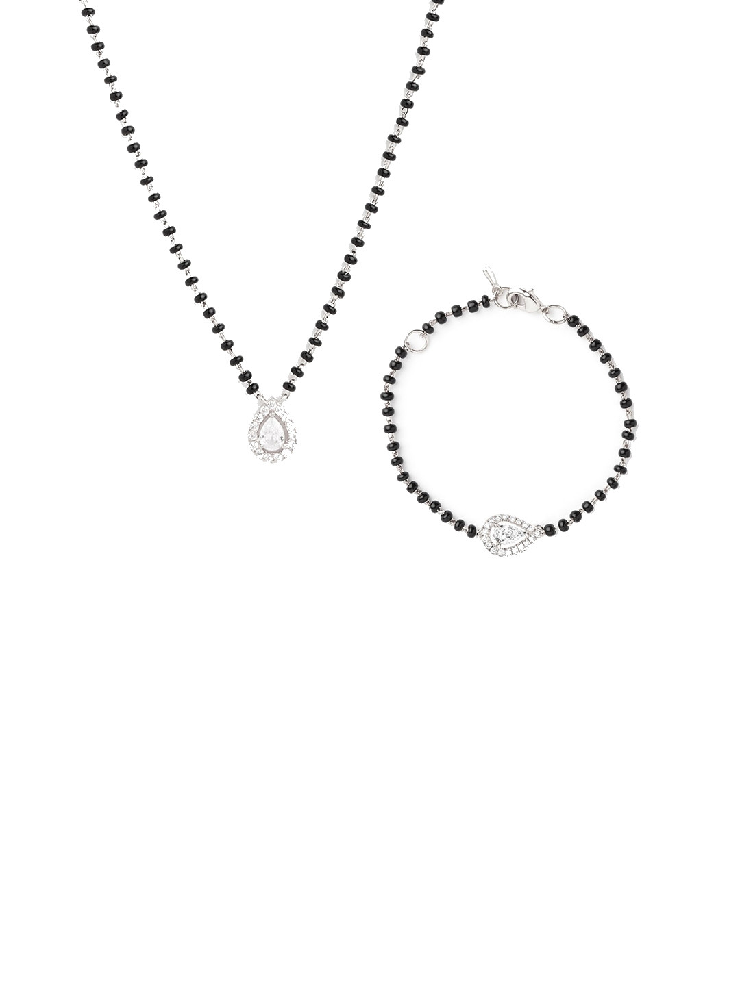 MINUTIAE Silver-Plated Beaded Necklace and Bracelet