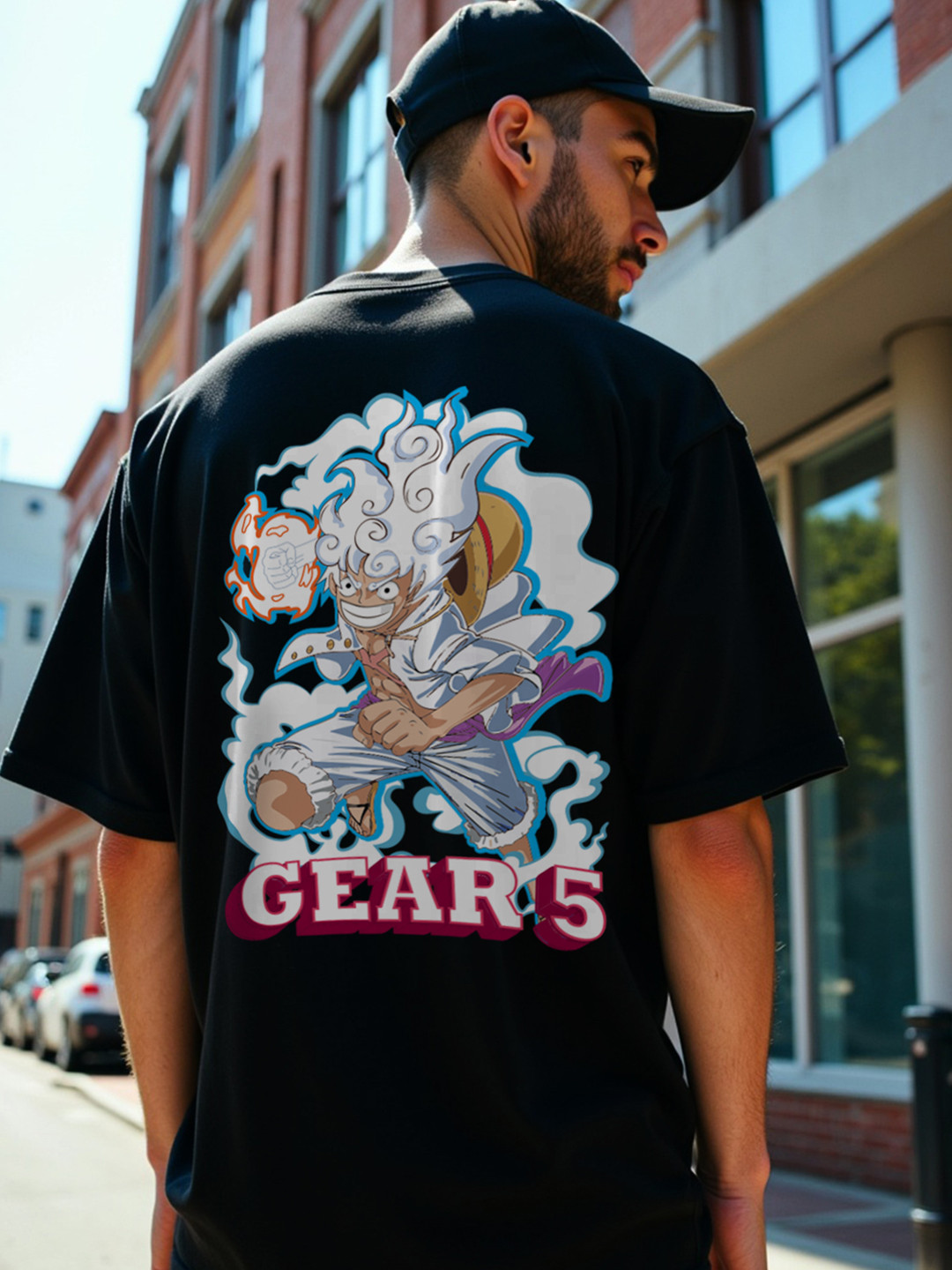 Mad Over Print Anime Gear5 Graphic Oversized T-shirt