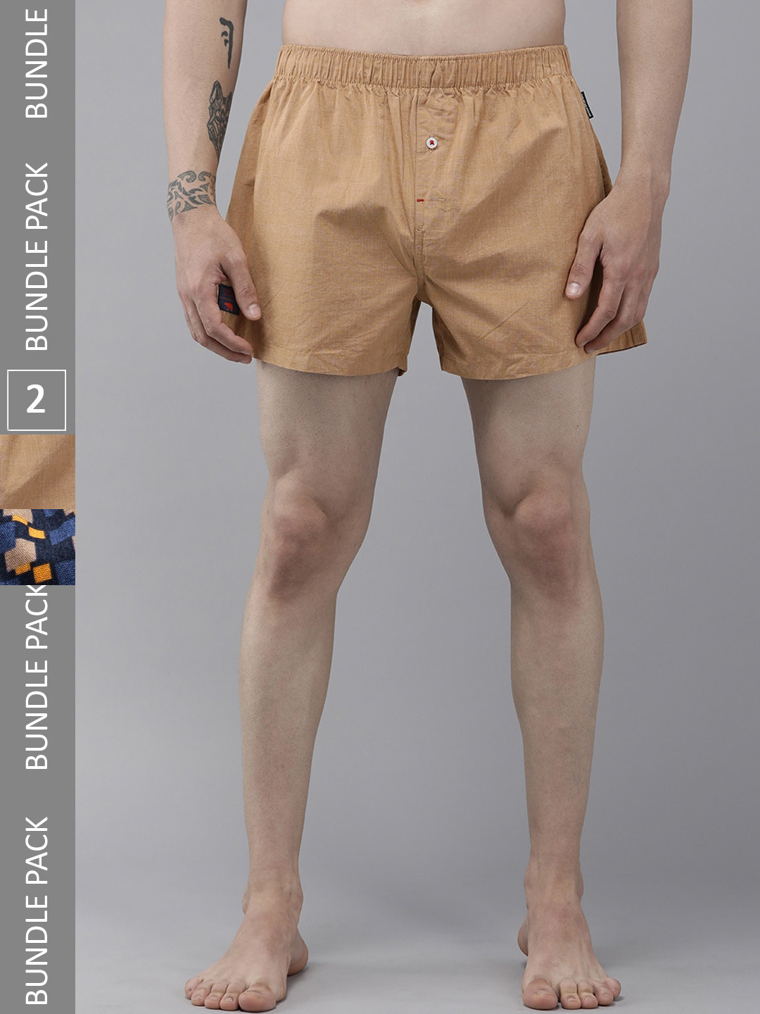 THE BEAR HOUSE Pack Of 2 Assorted Cotton Boxers TBH-TIQUE-R