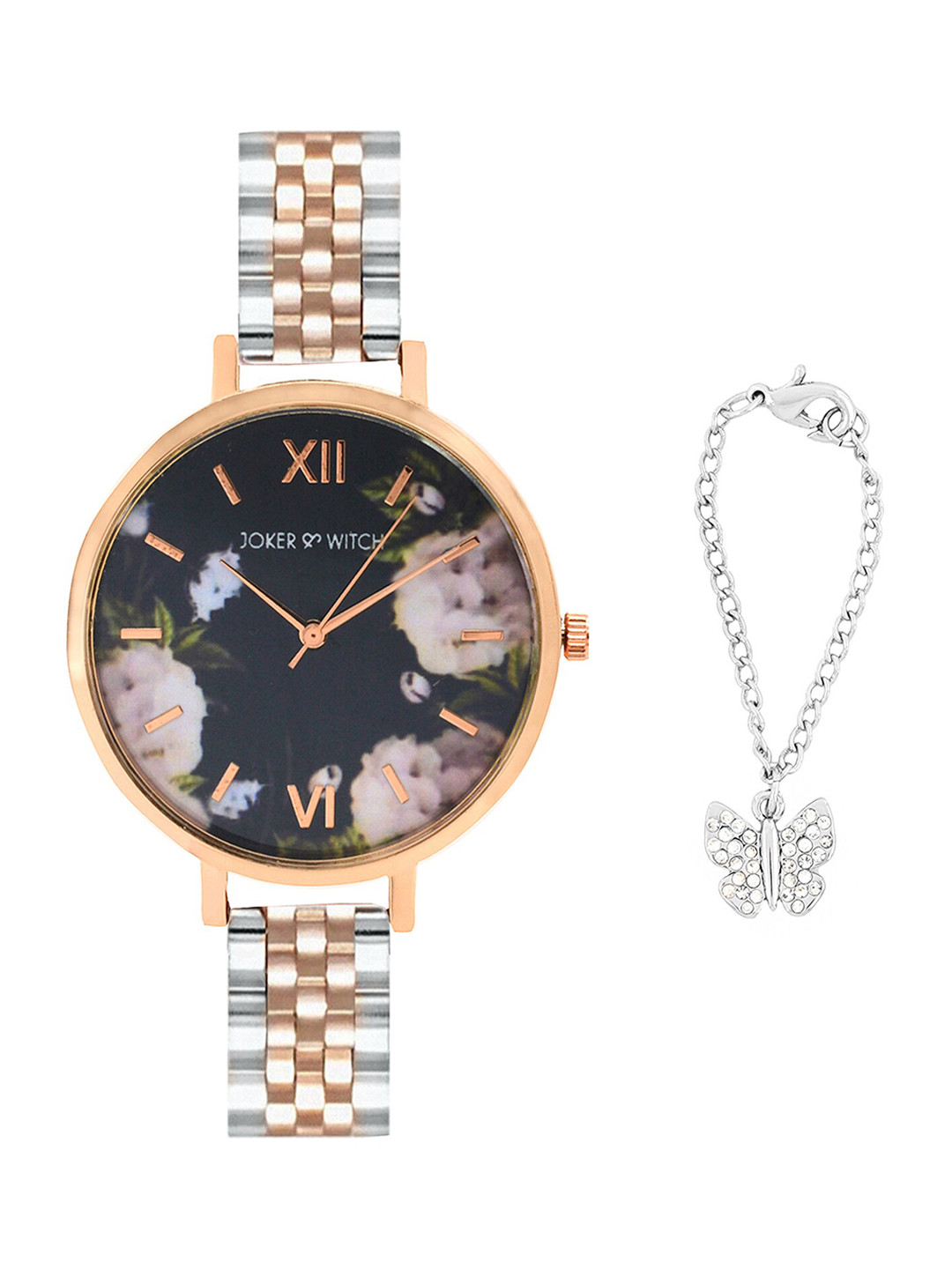 JOKER & WITCH Butterfly Floral Watch & Charm Set JWWCSET10