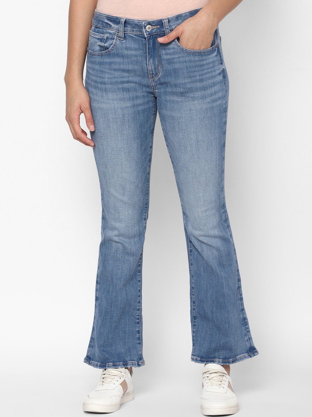 AMERICAN EAGLE OUTFITTERS Women Bootcut Low Distress Light Fade Jeans