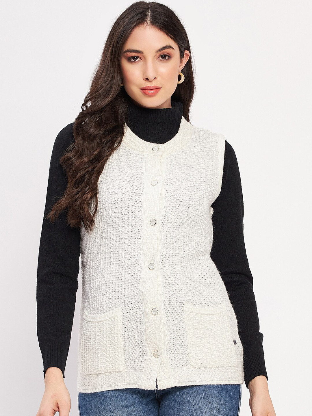 Duke Self Design Cable Knit Acrylic Cardigan