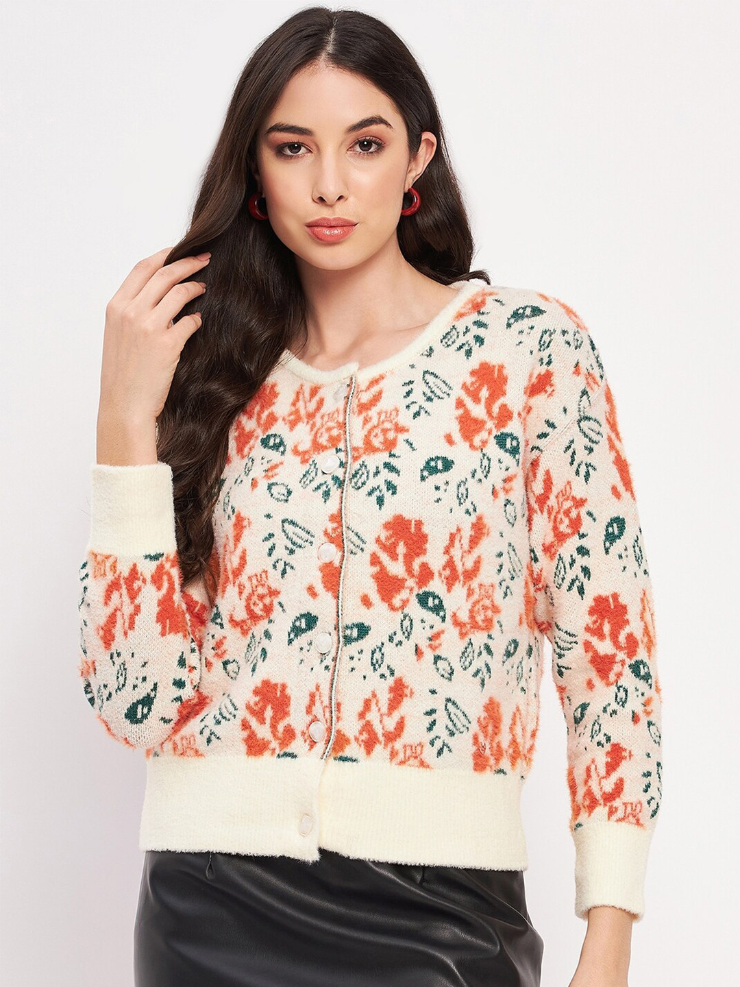 Duke Floral Printed Acrylic Cardigan Sweaters