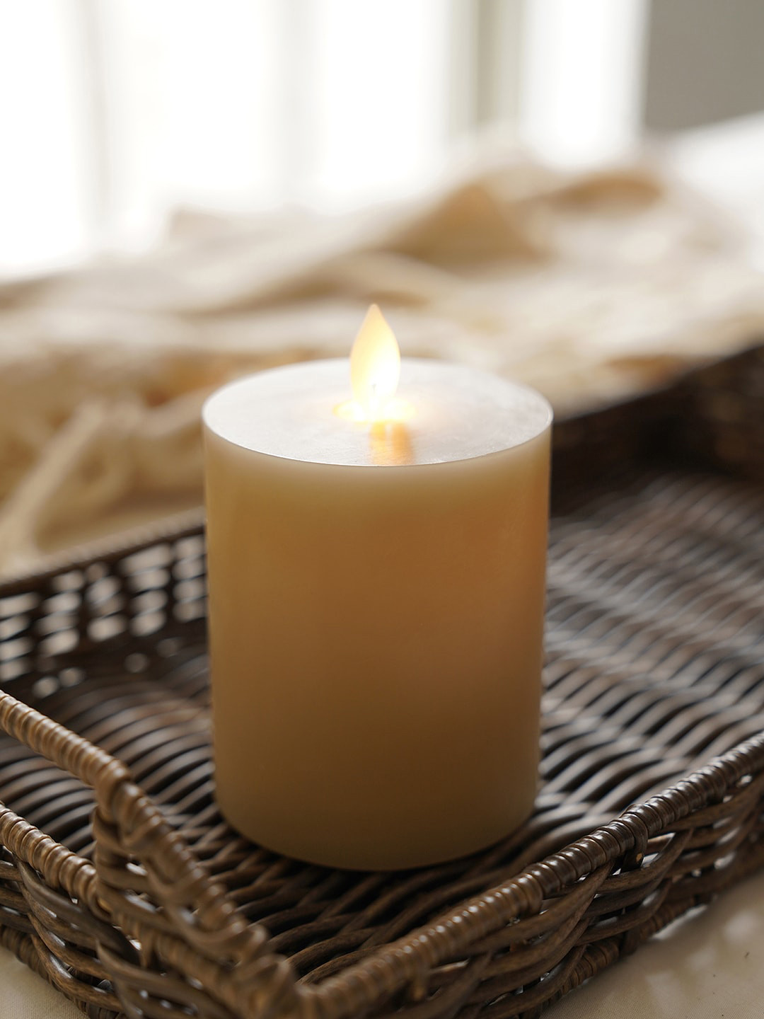 Pure Home and Living Grey Natural Flickering Samll Flameless Solid Pillar Candles