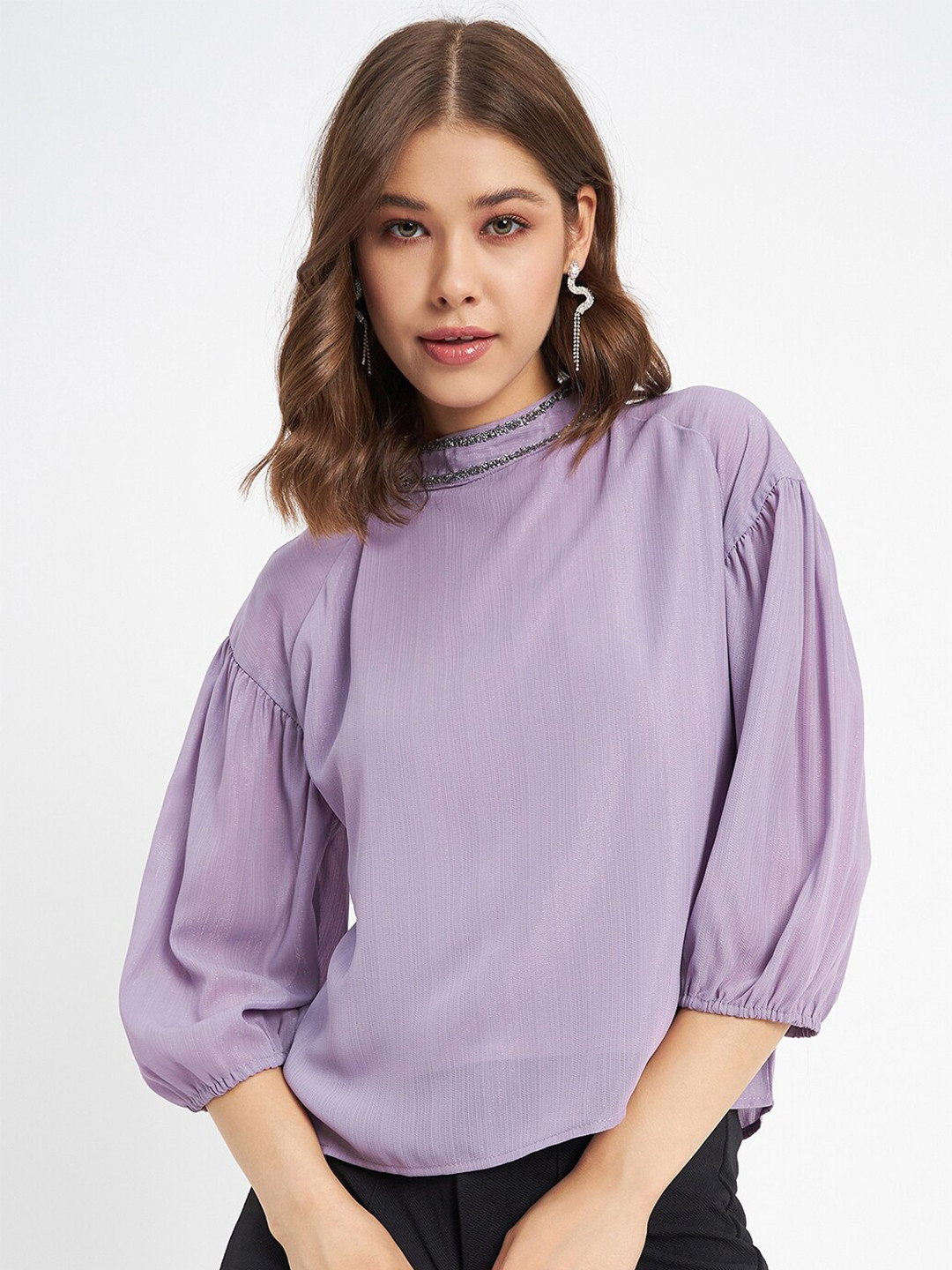 Madame Mauve Puff Sleeve Top