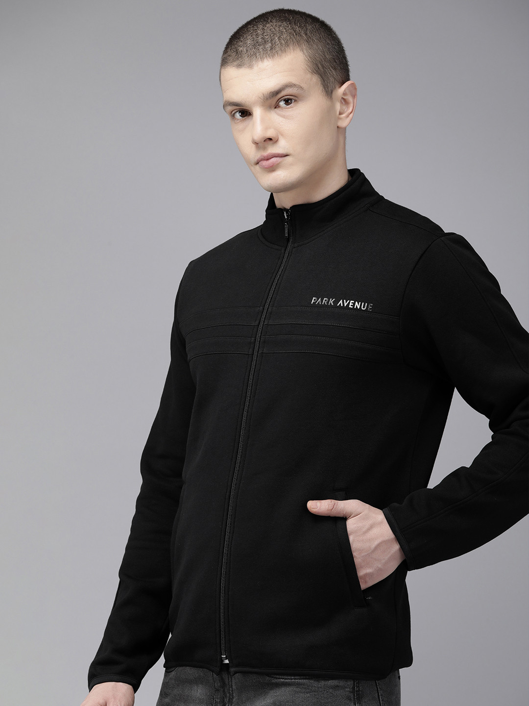 Park Avenue Mock Collar Front-Open Sweatshirt