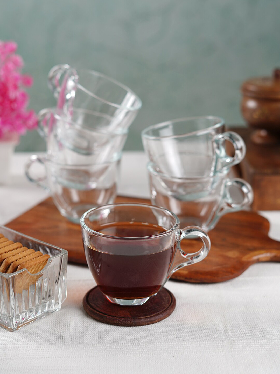 CDI Ronnie Name Personalised Transparent Glass Microwave Safe 6 Piece Cups-200ml