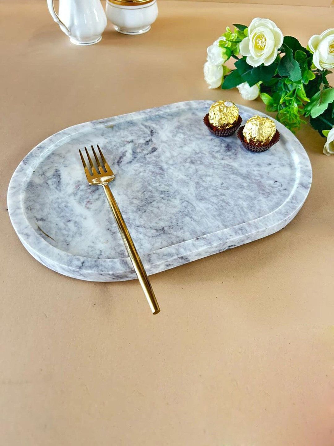 Folkstorys Grey Marble Serving Tray