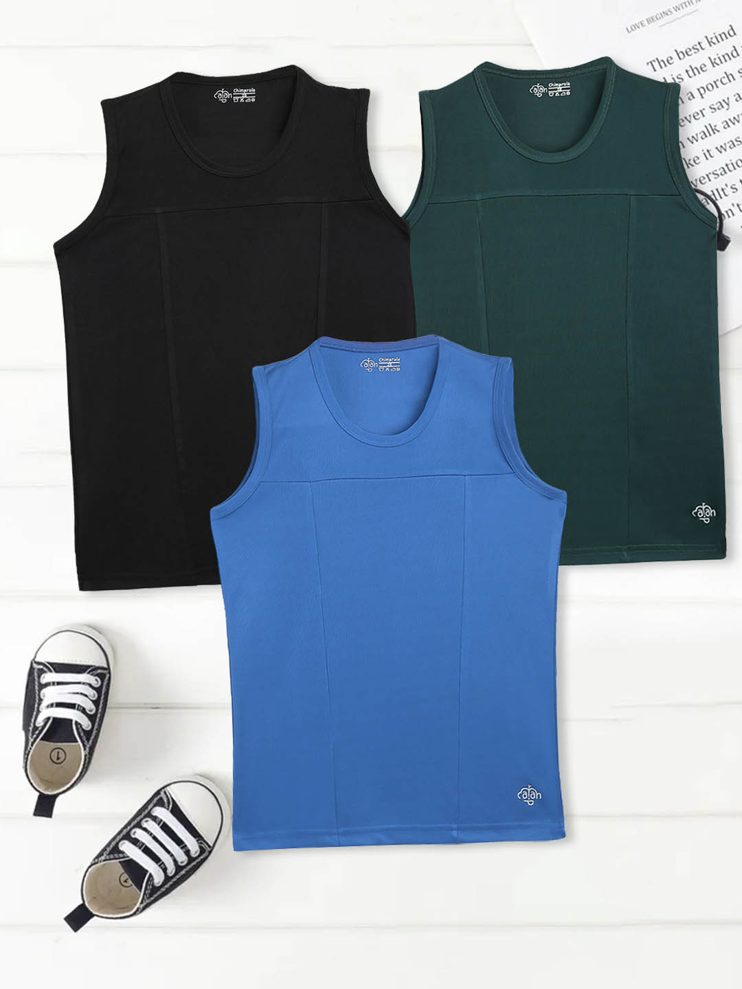 CHIMPRALA Boys Pack of 3 Sleeveless T-shirts