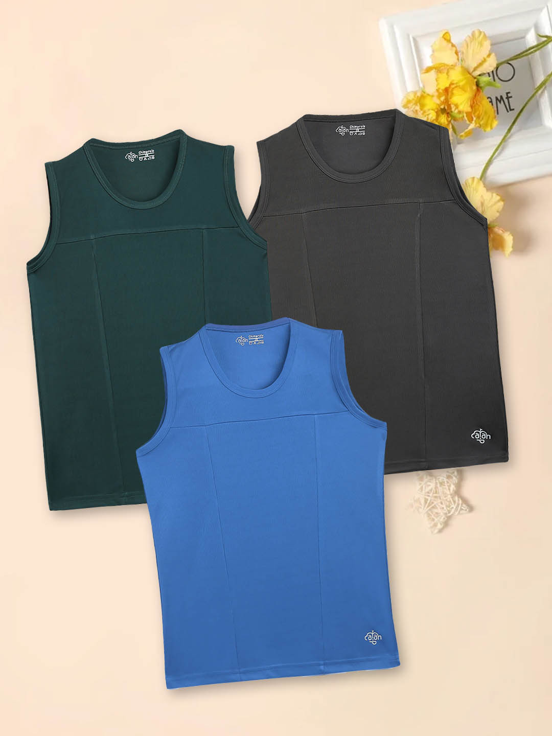 CHIMPRALA Boys Pack of 3 Sleeveless T-shirts