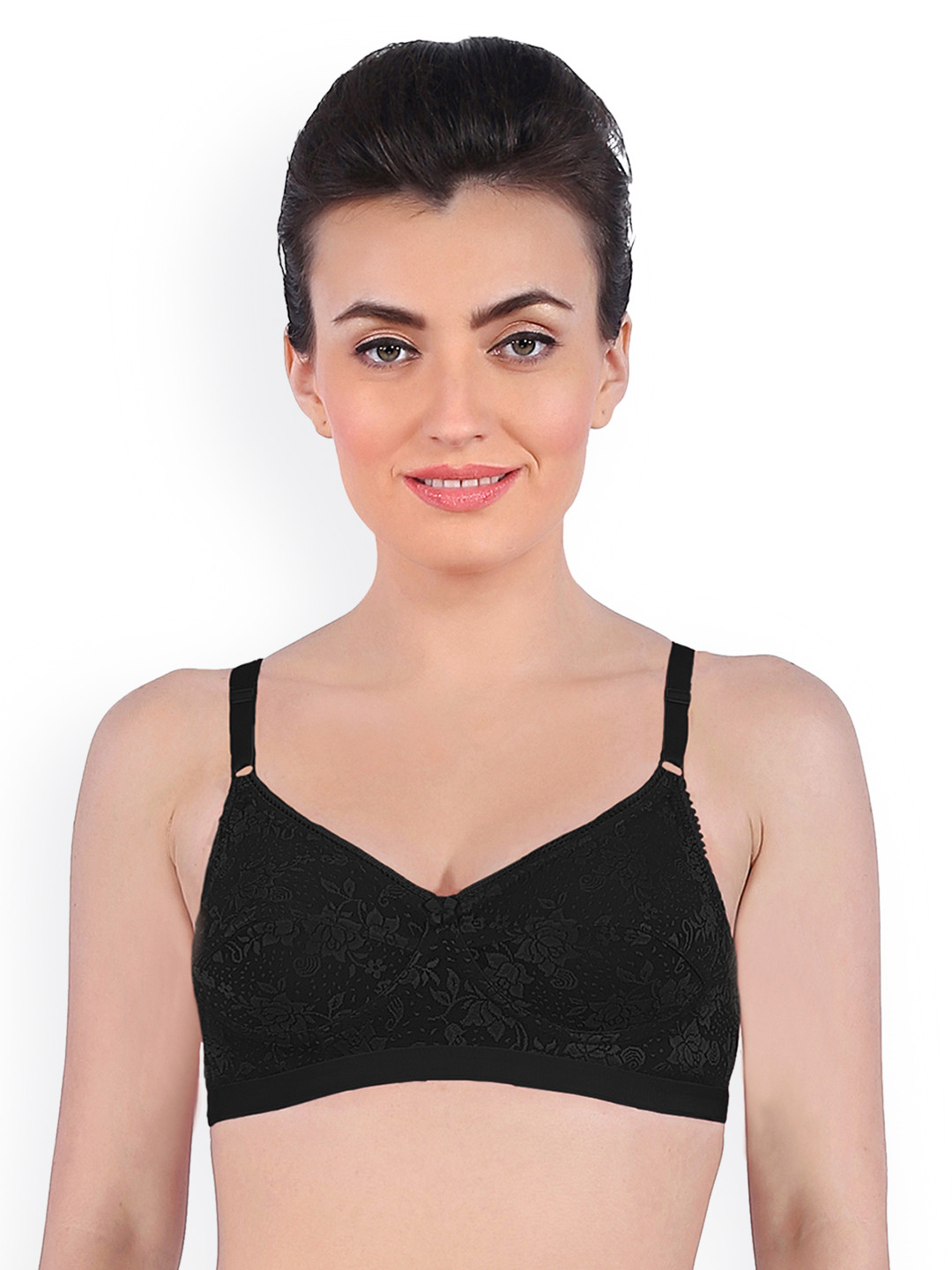 Sonari Black Self Design Non-Wired Non-Padded Demi Bra nutralvblack