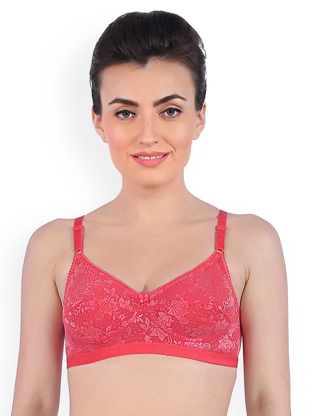 Sonari Pink Self Design Non-Wired Non-Padded Demi Bra nutralvgajar