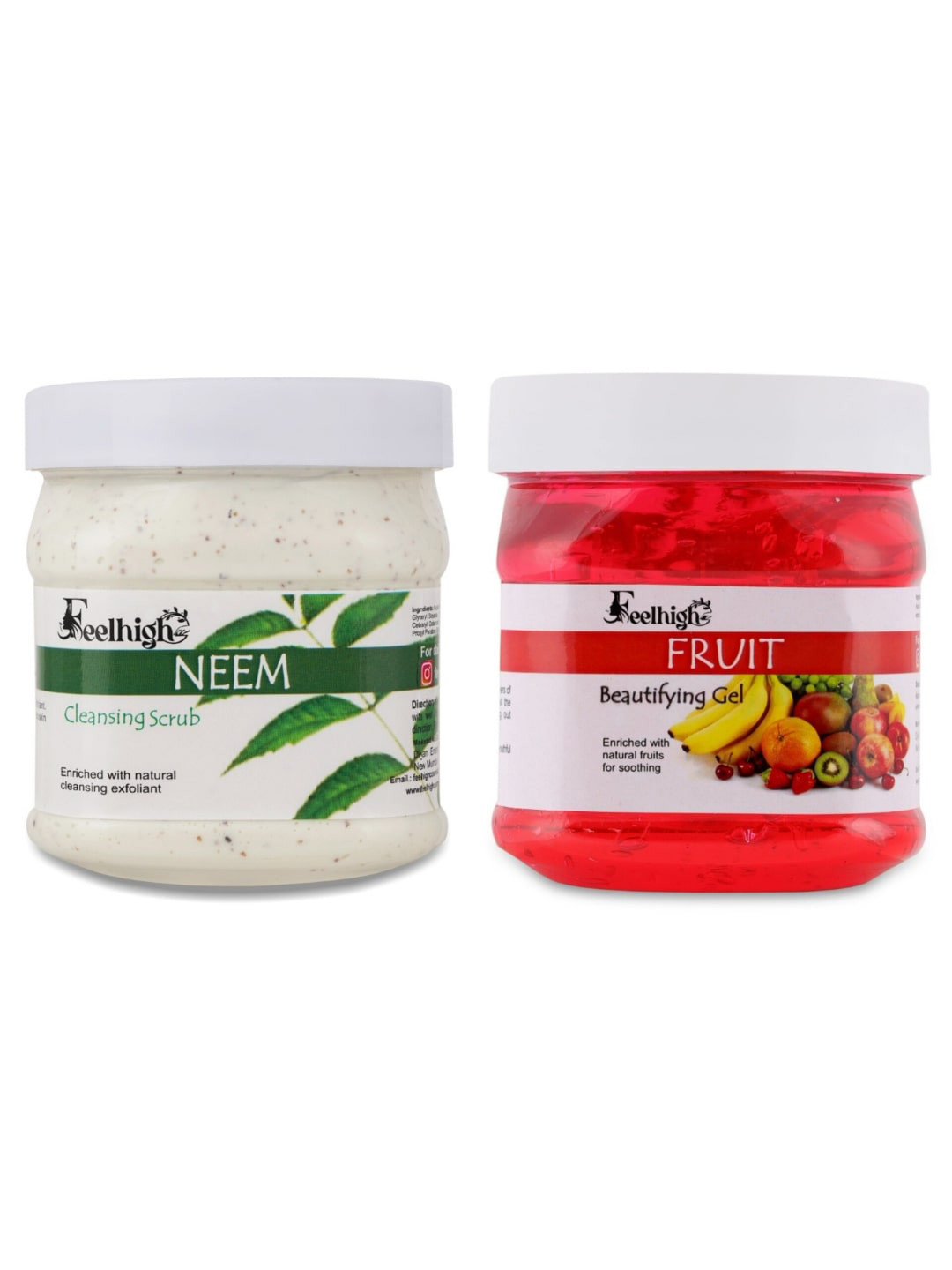 FEELHIGH Set of Neem Cleansing Scrub + Fruit Beautifying Gel - 500 ml Each