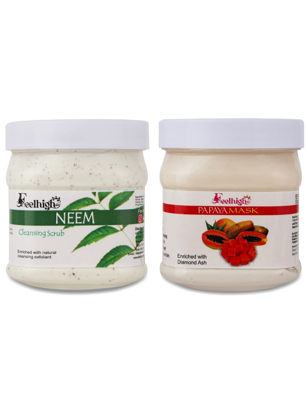 FEELHIGH Combo Of Neem Cleansing Face Scrub & Papaya Face Mask - 500ml Each