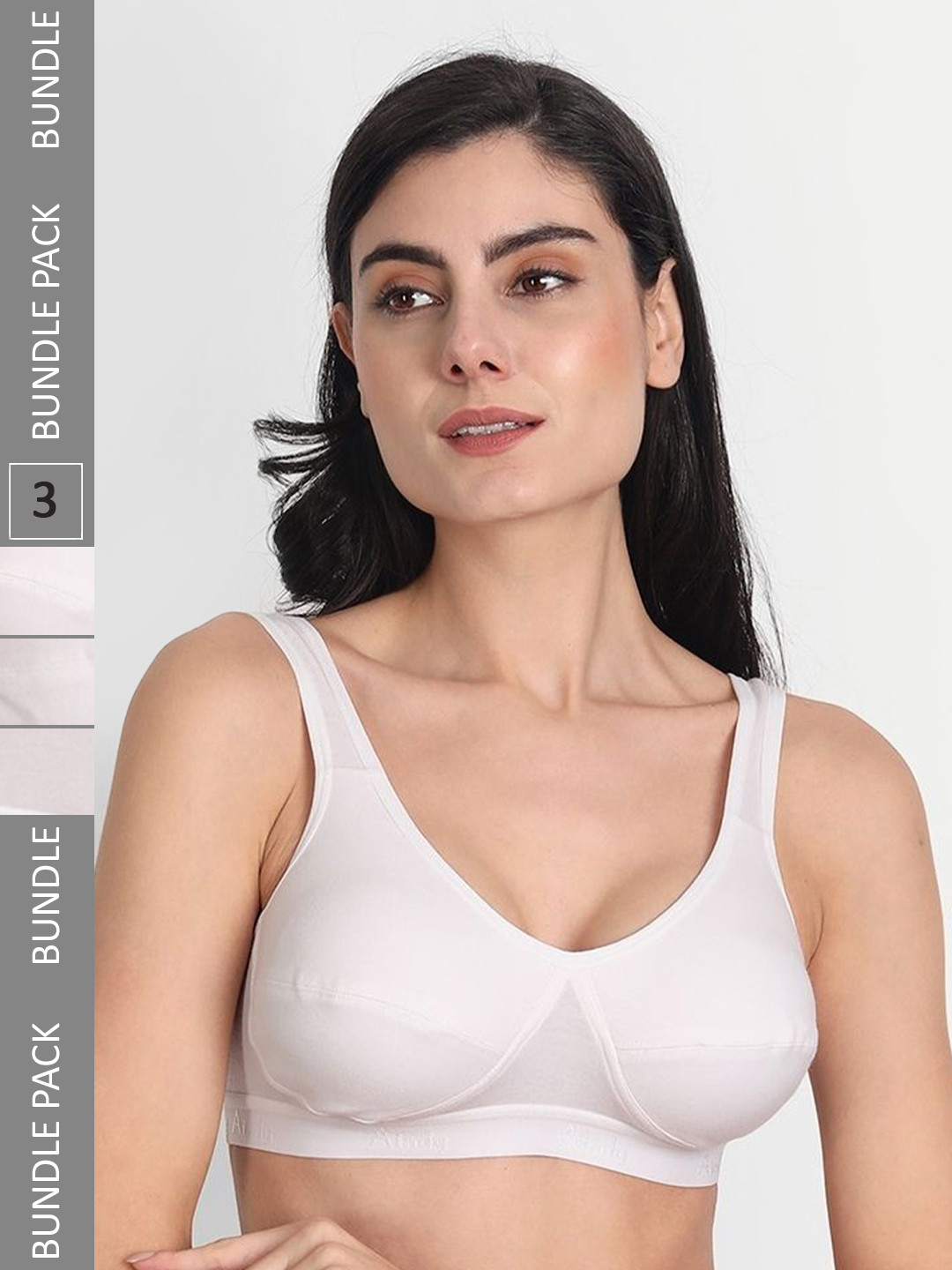 Aimly Pack of 3 Cotton Sports Bra Non-Padded Non-Wired Full Coverage