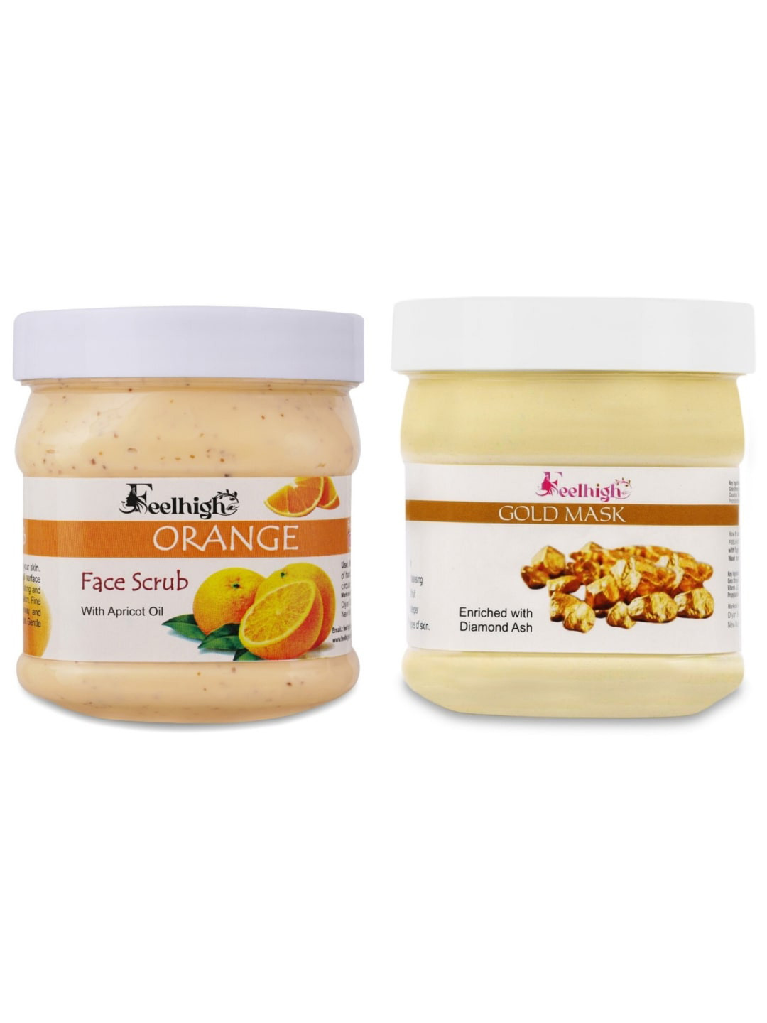 FEELHIGH Set of Orange Face Scrub & Gold Mask - 500 ml Each