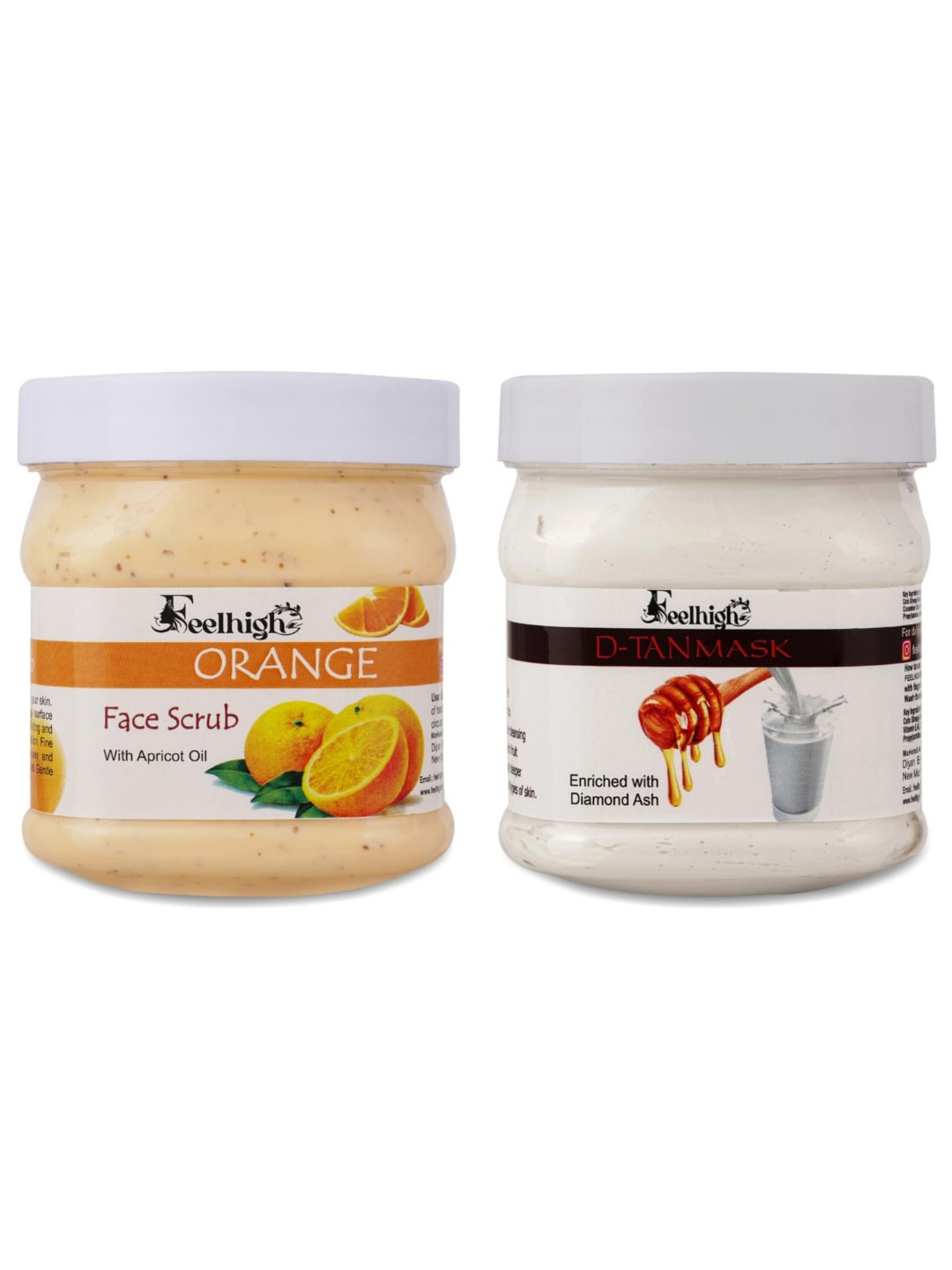 FEELHIGH Combo Of Orange Face Scrub & De-Tan Face Mask - 500ml Each