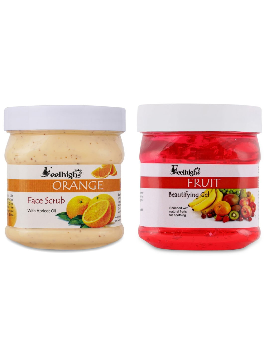 FEELHIGH Set of Orange Face Scrub & Fruit Beautifying Gel - 500 ml each