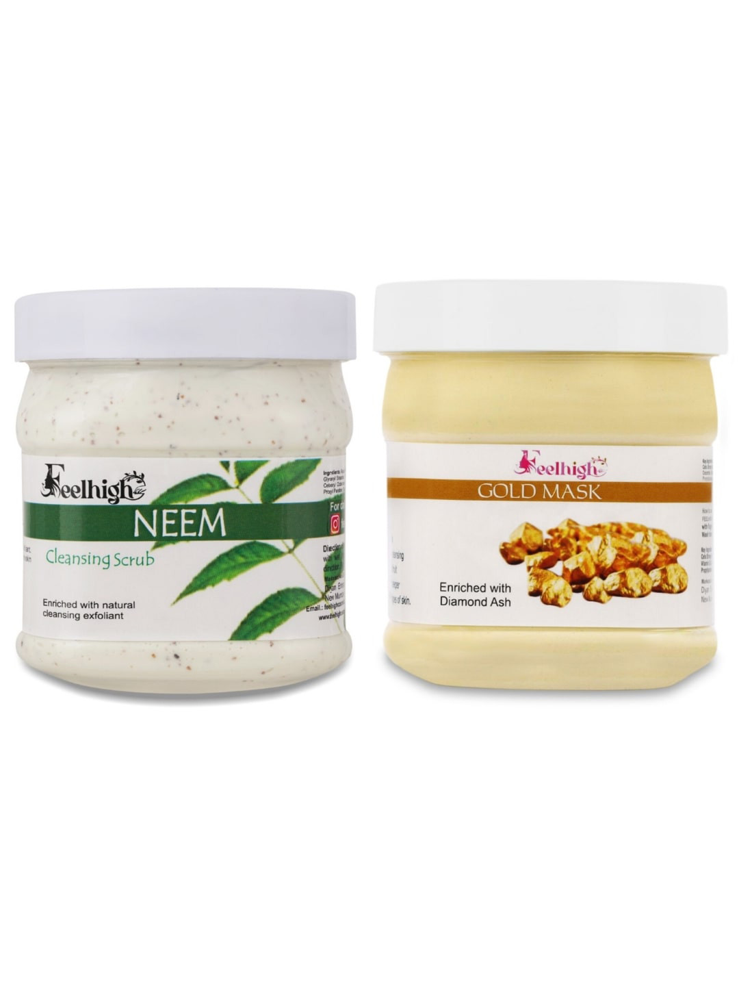 FEELHIGH Set of Neem Cleansing Scrub & Gold Mask - 500 ml each