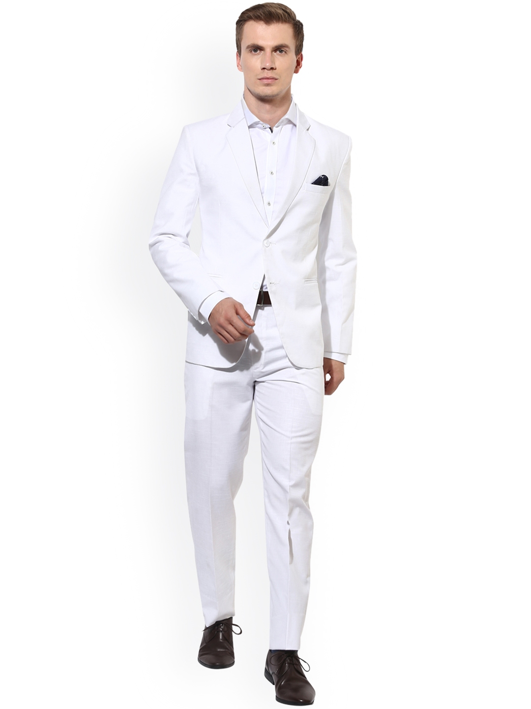 Hangup Men White Single Breasted Formal Suit