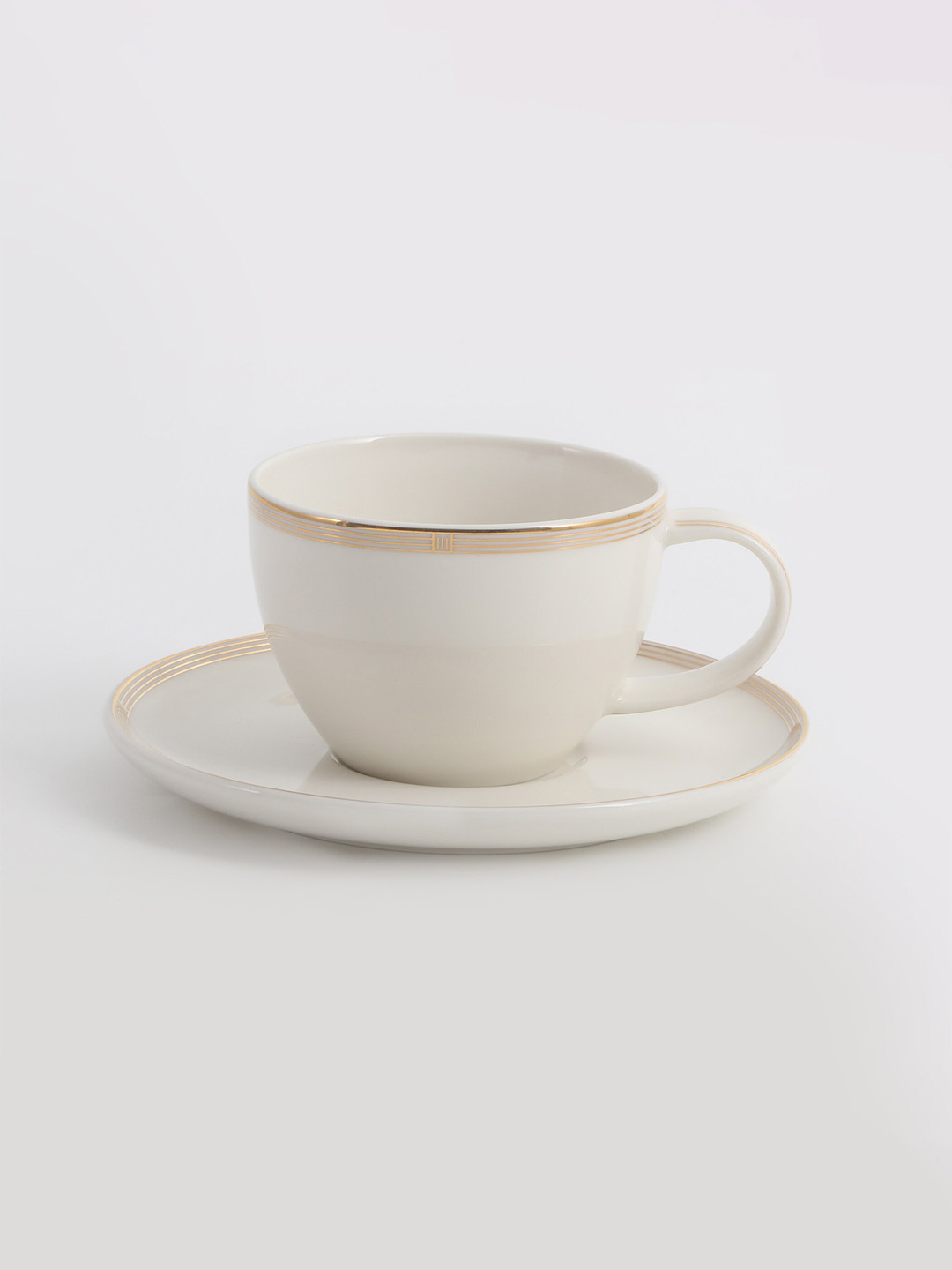 Home Centre White 2-Pieces Solid Stoneware Matte Cup and Saucer 200ml