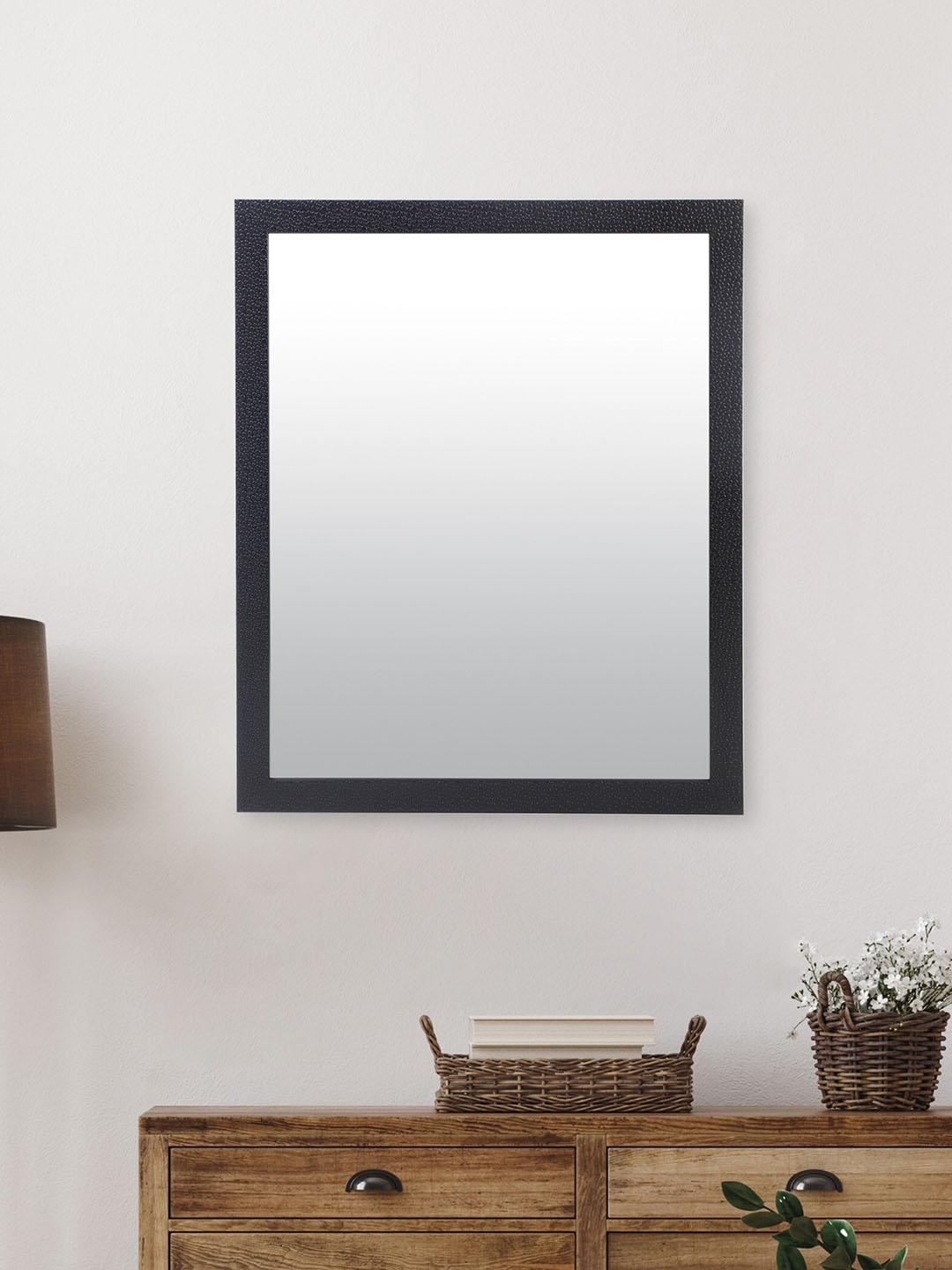 Buy Home Centre Black Textured Framed Wall Mirror Mirrors for