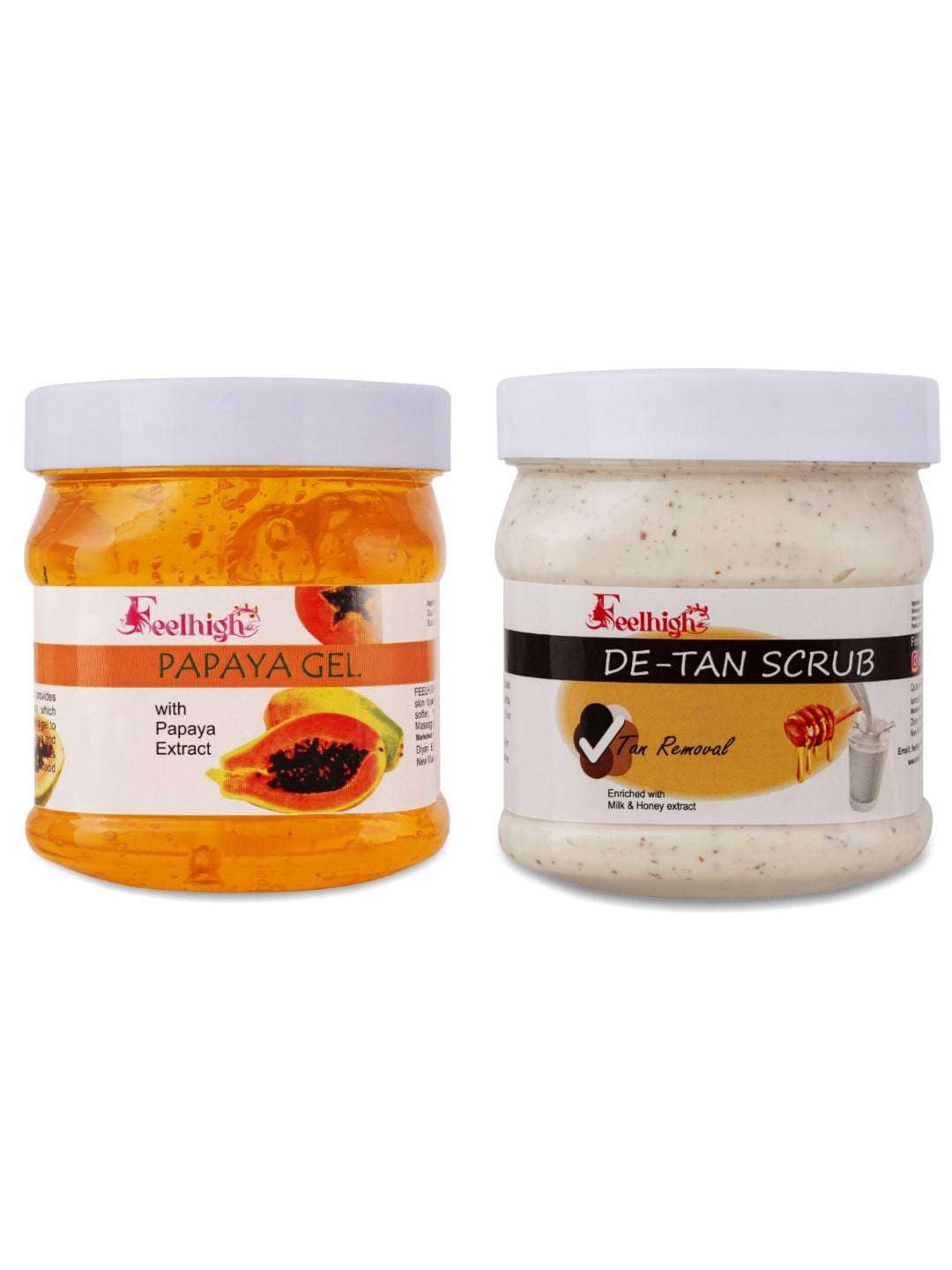 FEELHIGH Set of Papaya Face Gel & De-Tan Scrub - 500 ml Each