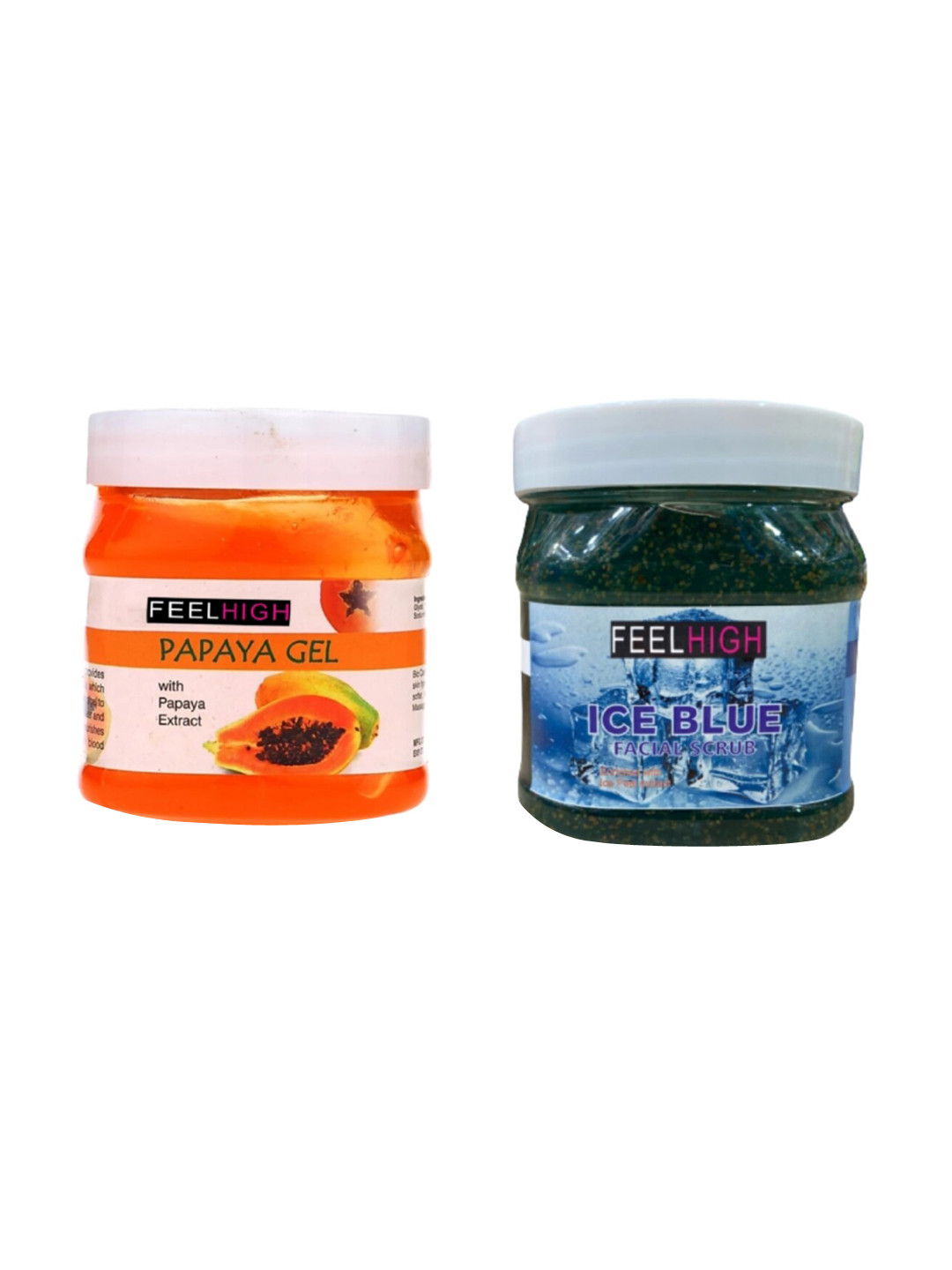FEELHIGH Combo Of Papaya Face Gel & Ice Blue Facial Scrub - 500ml Each