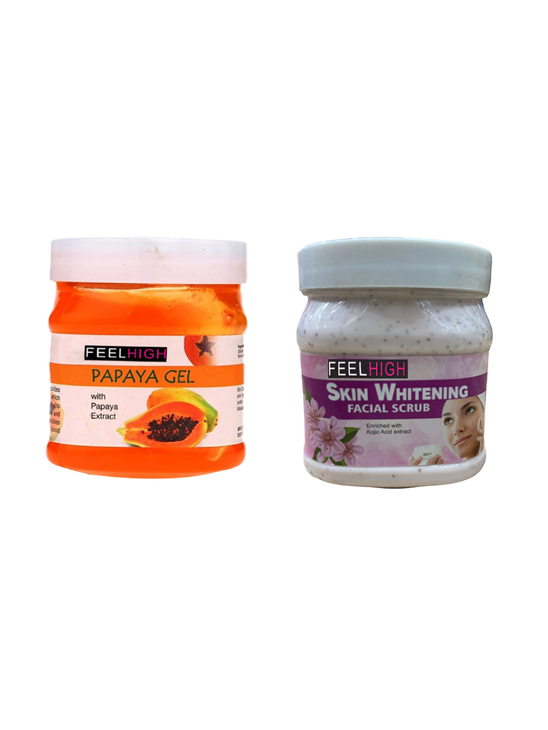 FEELHIGH Combo Of Papaya Face Gel & Skin Whitening Face Scrub - 500ml Each